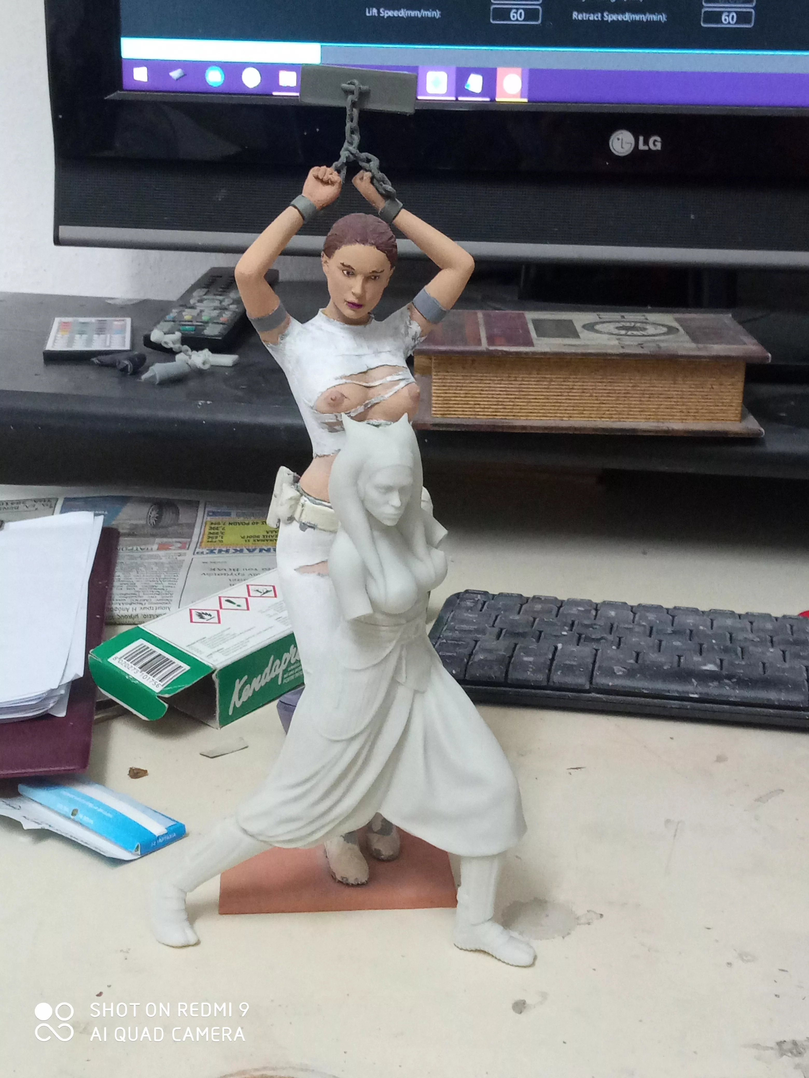 Ahsoka coming along nicely (padme on the back for scale, by me)