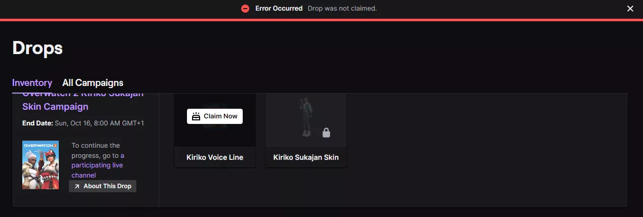 I can't claim my twitch drops anybody experiencing this ? how do i get my stuff ? everything is properly linked up i tried contacting twitch it's been almost 24hrs and they're yet to respond to my mail.