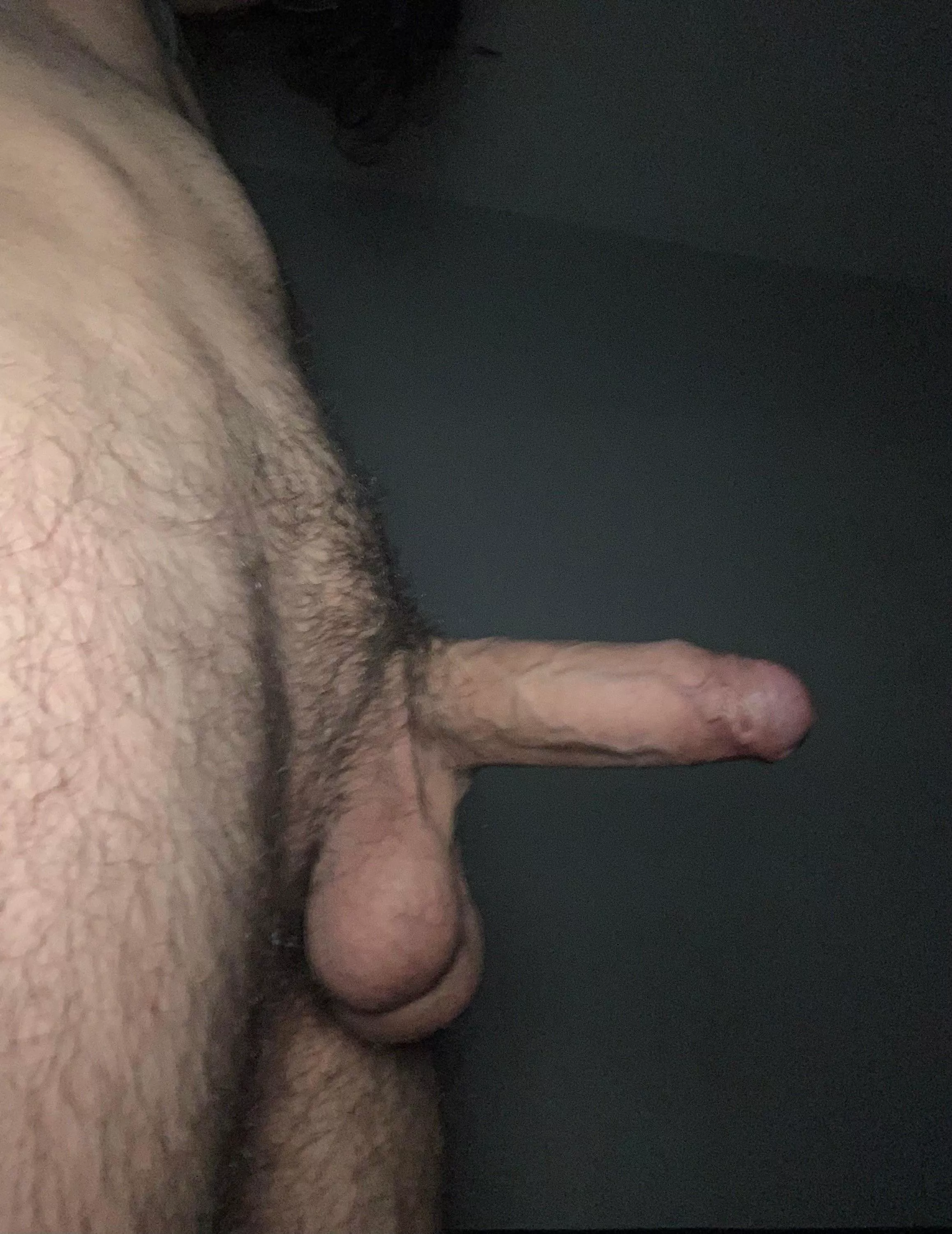 19, my big balls and semi hard cock.