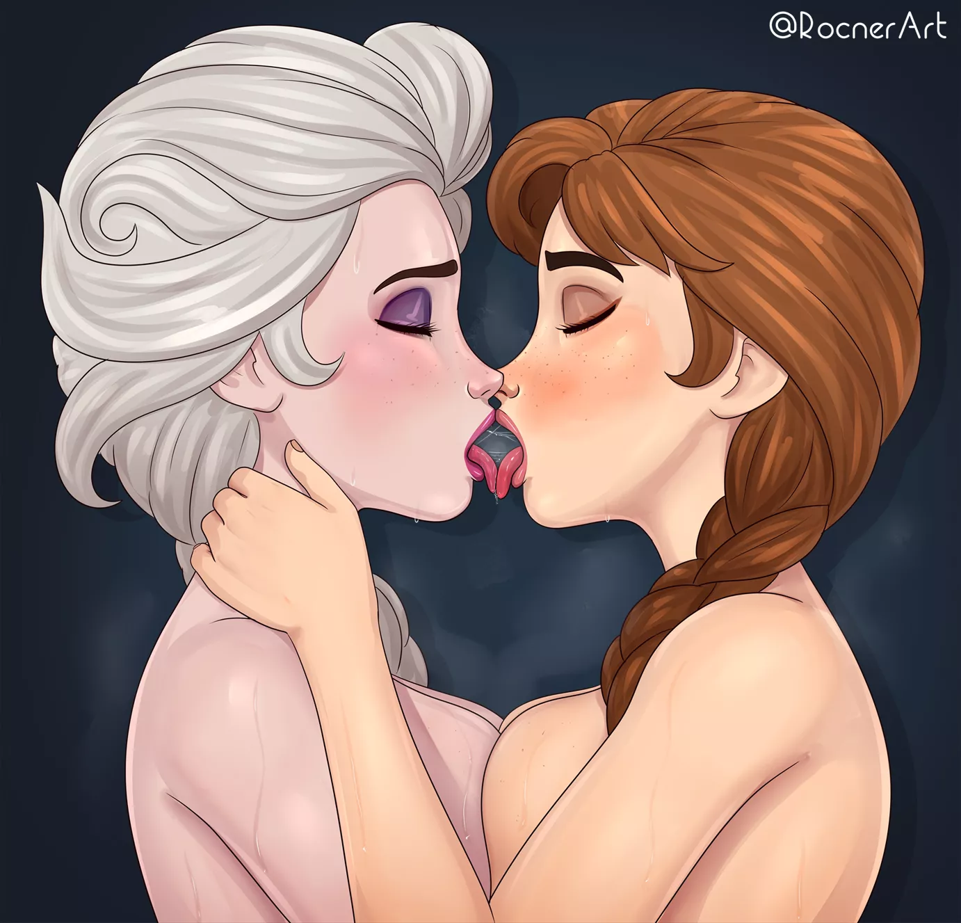 Elsa & Anna deepkissing (Rocner)