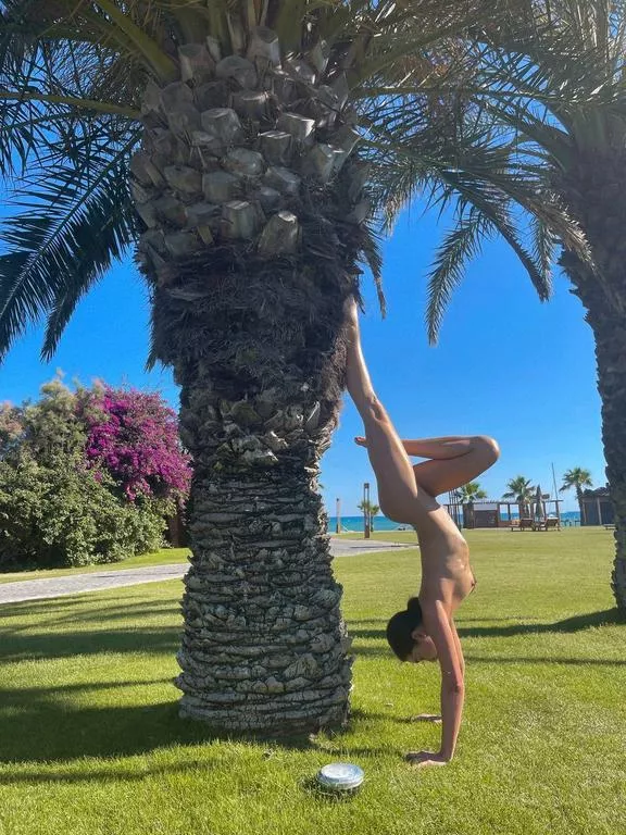 Grabbing some rays. Love the topless feel….warmth of the sun