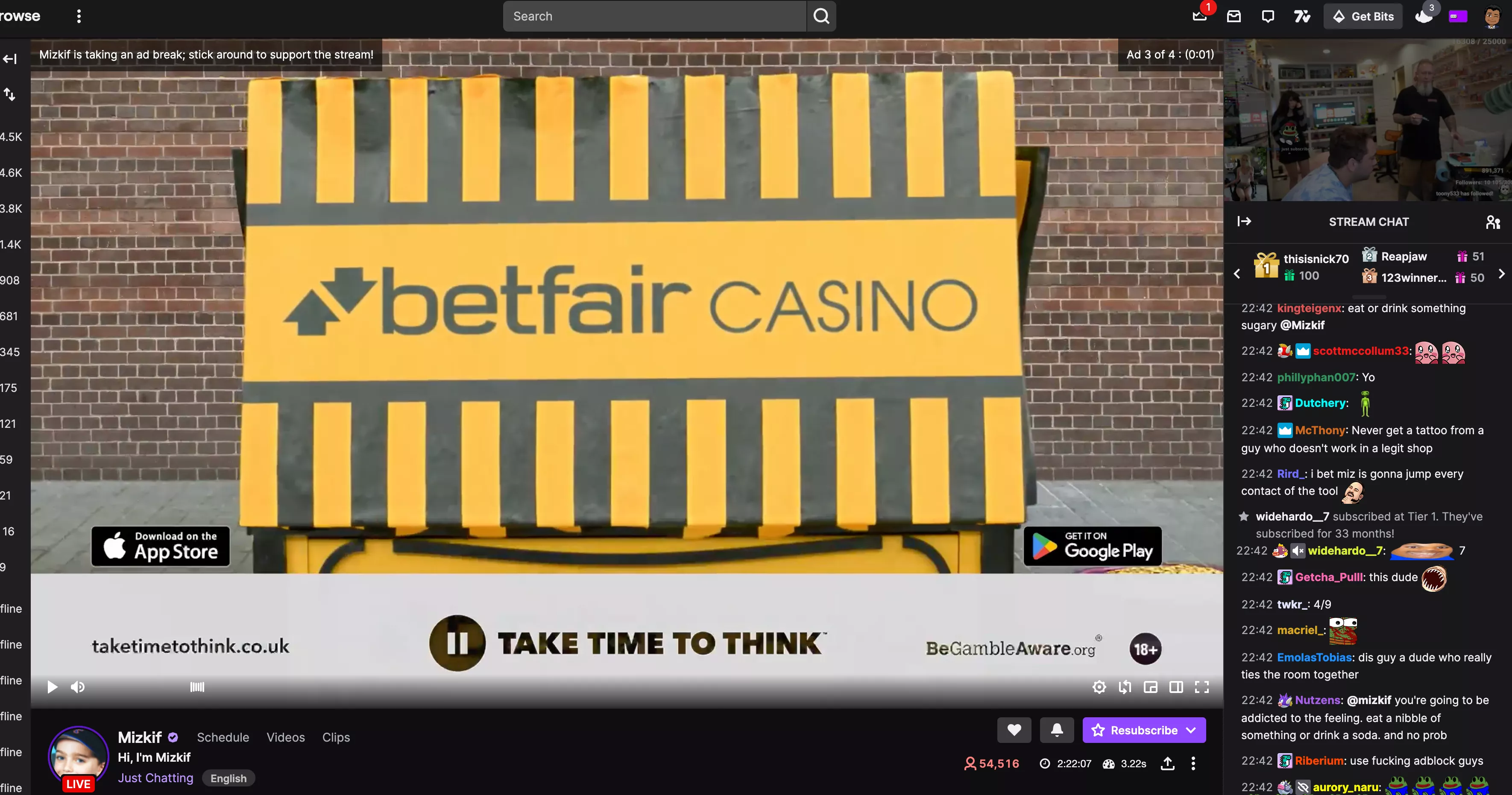 Oh the irony... gambling ads on Twitch