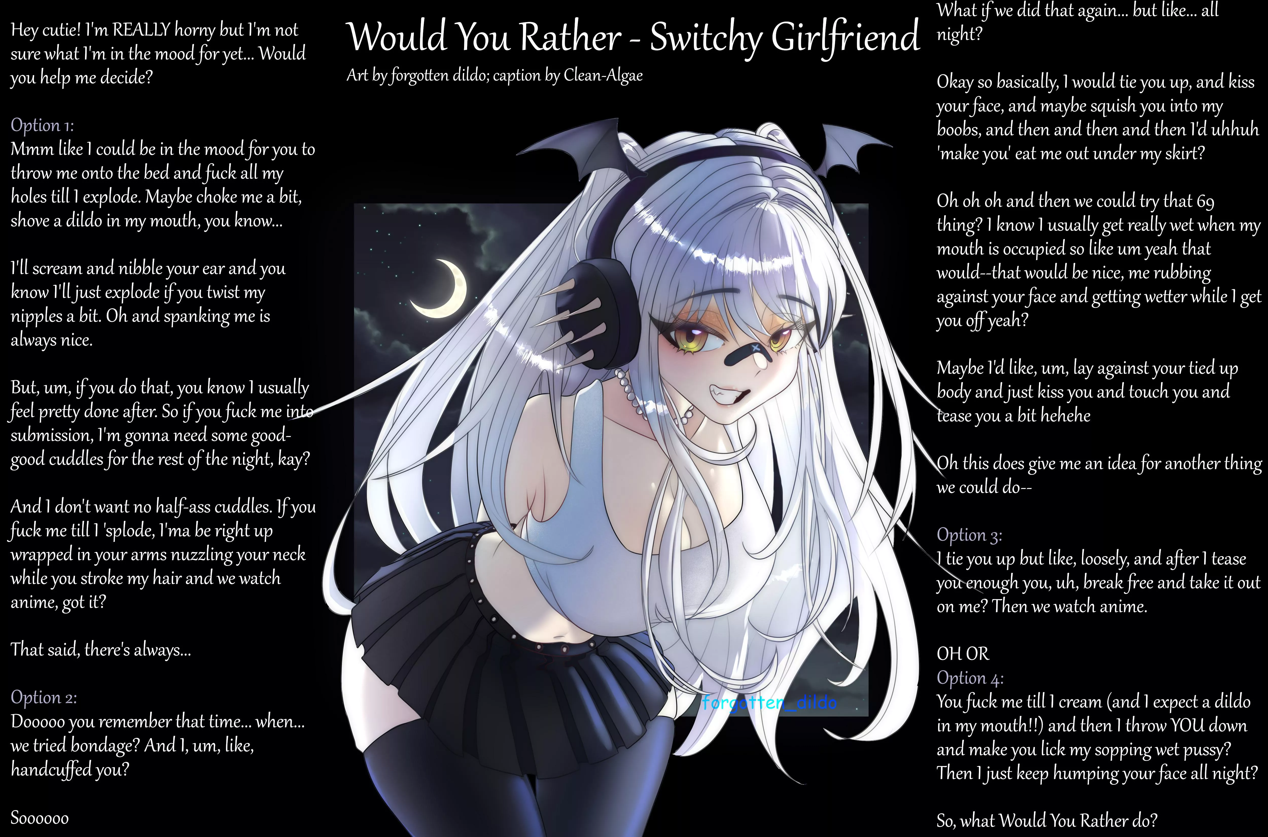 Your Switchy Girlfriend could go either way! [WouldYouRather] [choice of wholesome, femsub, femdom, switch] [gender neutral pov]