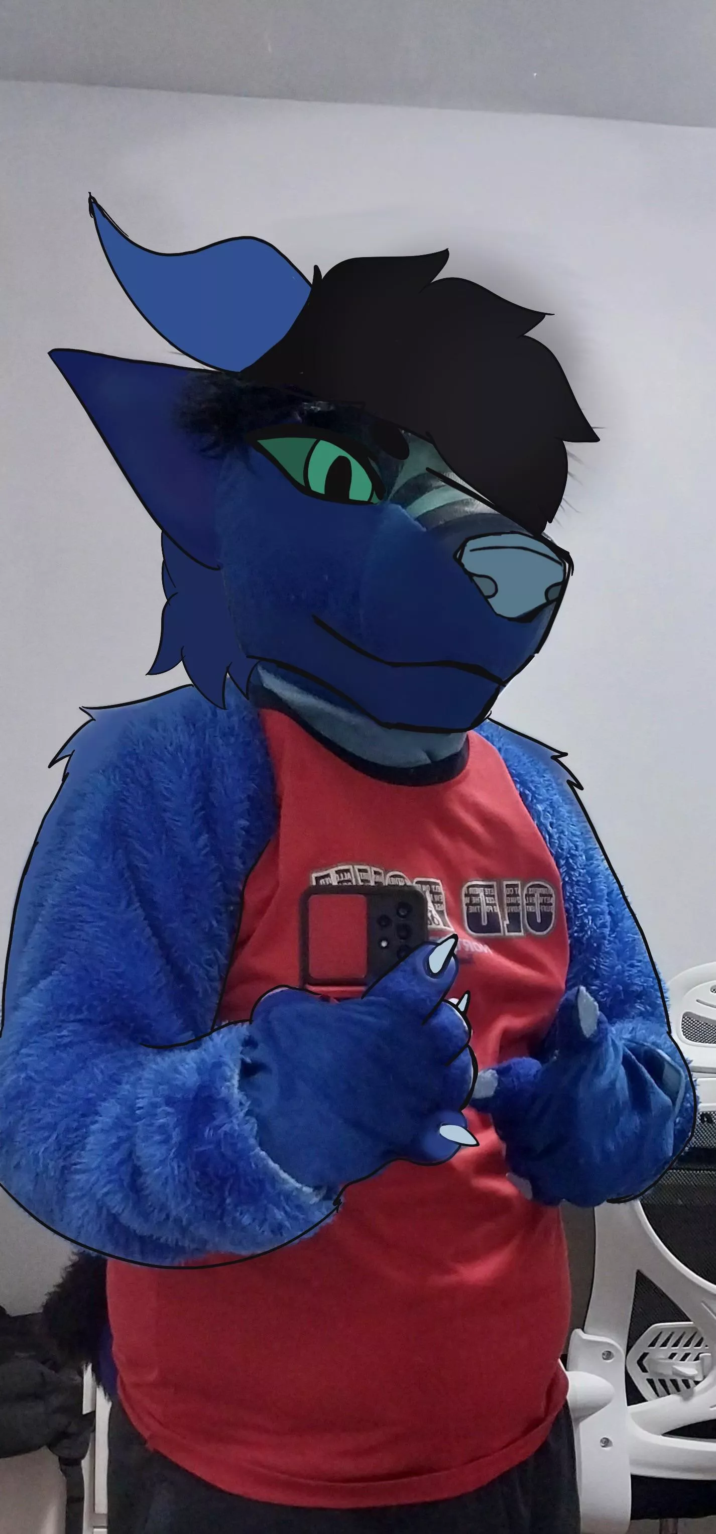 Made my second fursuit drawover, it’s not the greatest, anything I can do to improve? Maybe something with the eyes?