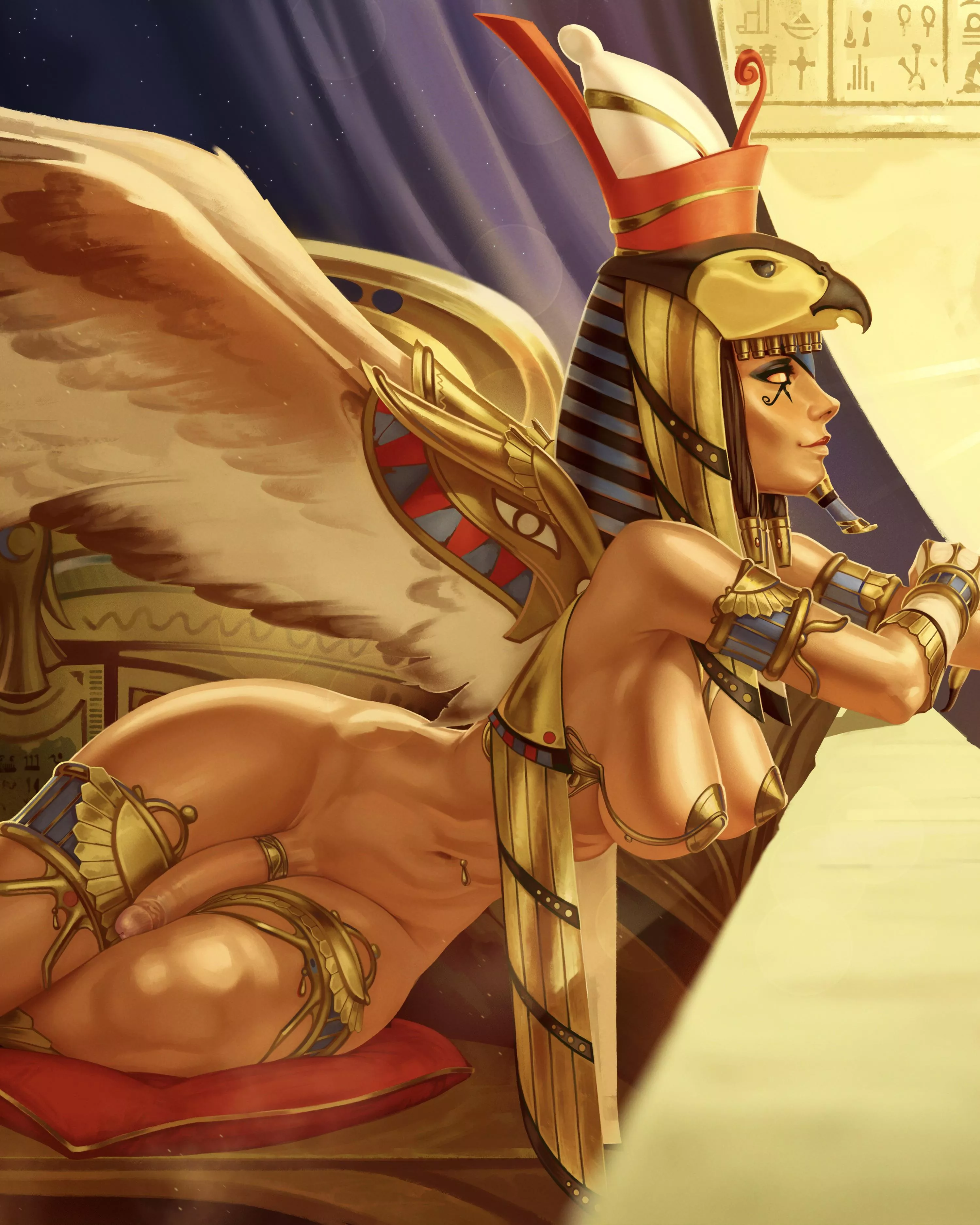 Egyptian goddess Isis, beautiful futa Queen (Themaestronoob)