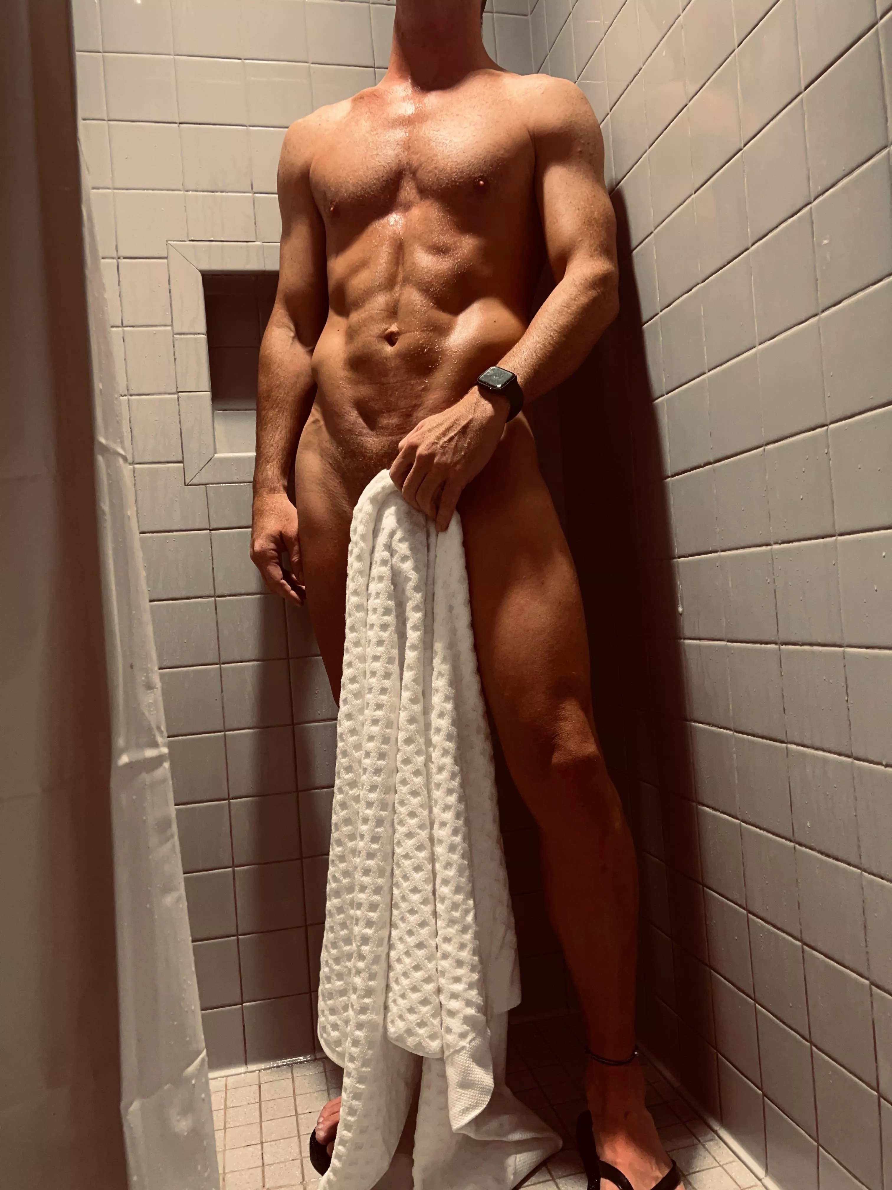 Locker room shower has the best lights