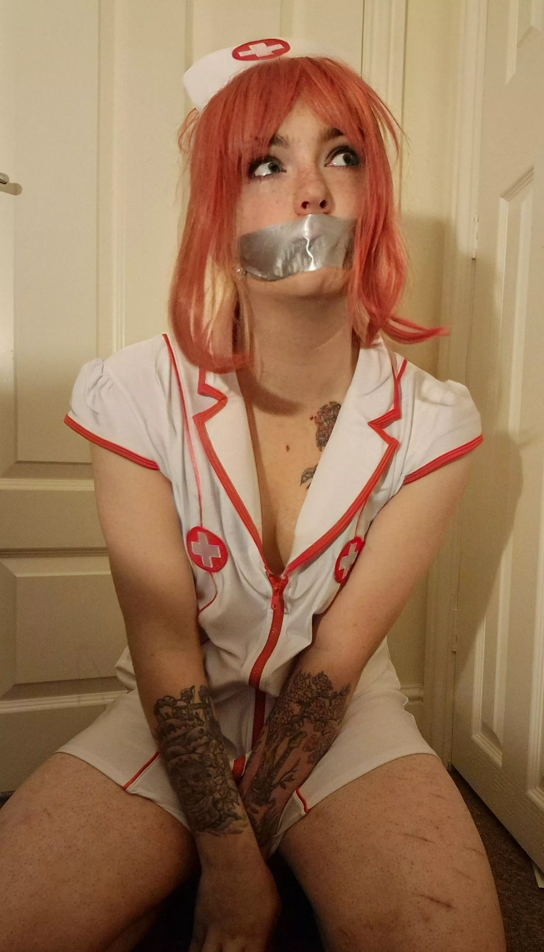 The lil nurse could only whimper and cry