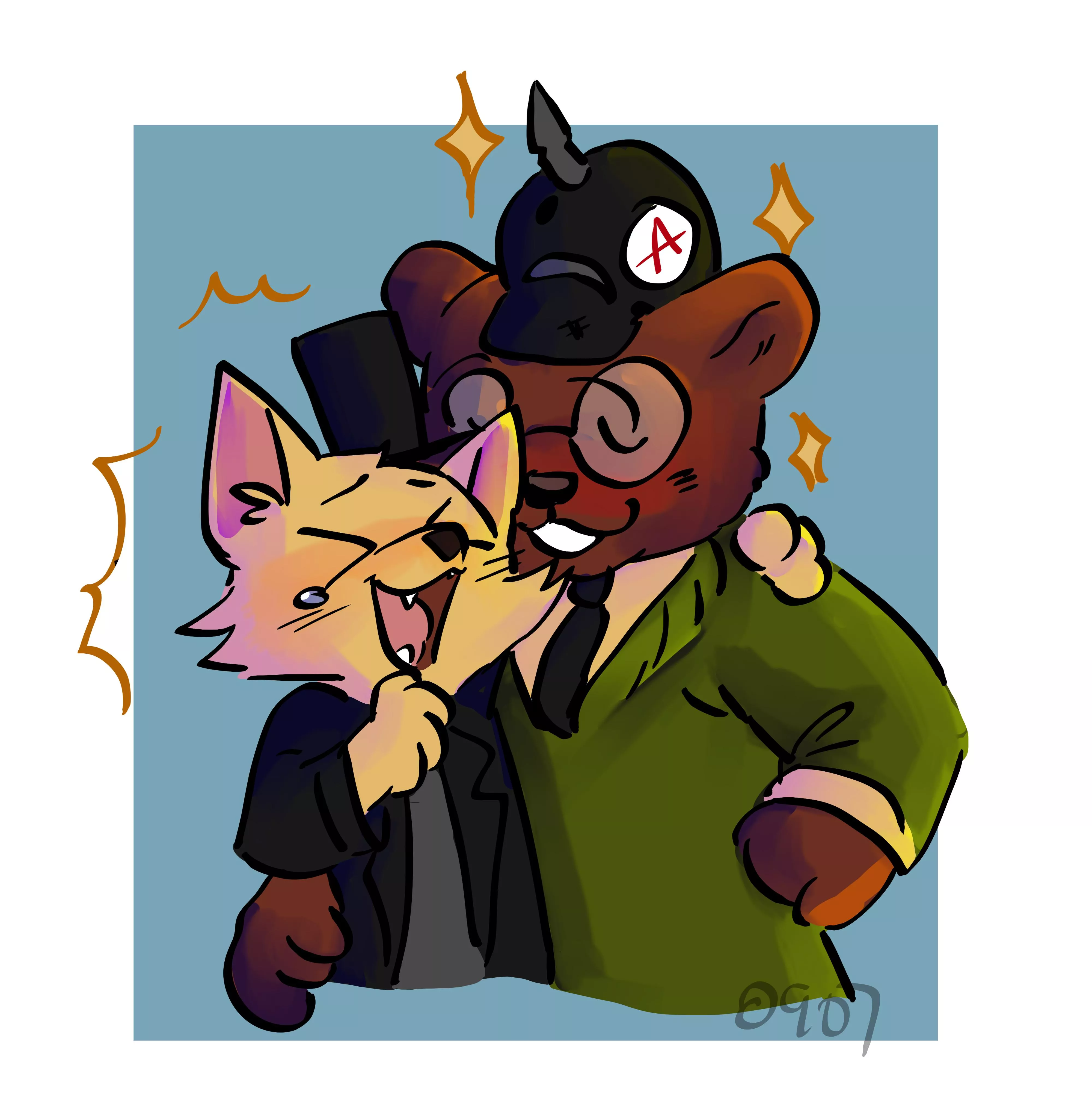 I drew gregg and angus commission awhile ago â¤ðŸ§¡ðŸ’›ðŸ’šðŸ’™ðŸ’œ