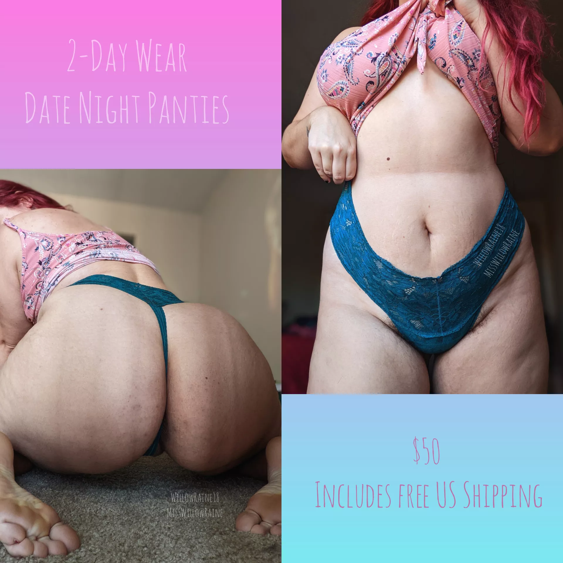 [SELLING] You're SO desperate for a whiff of Mommy's sweaty pussy? These panties are calling your name. $50 - 2 day wear w/orgasm! Includes FREE US shipping! ðŸ“¬ [KIK] willow.raine18 [PTY][US]