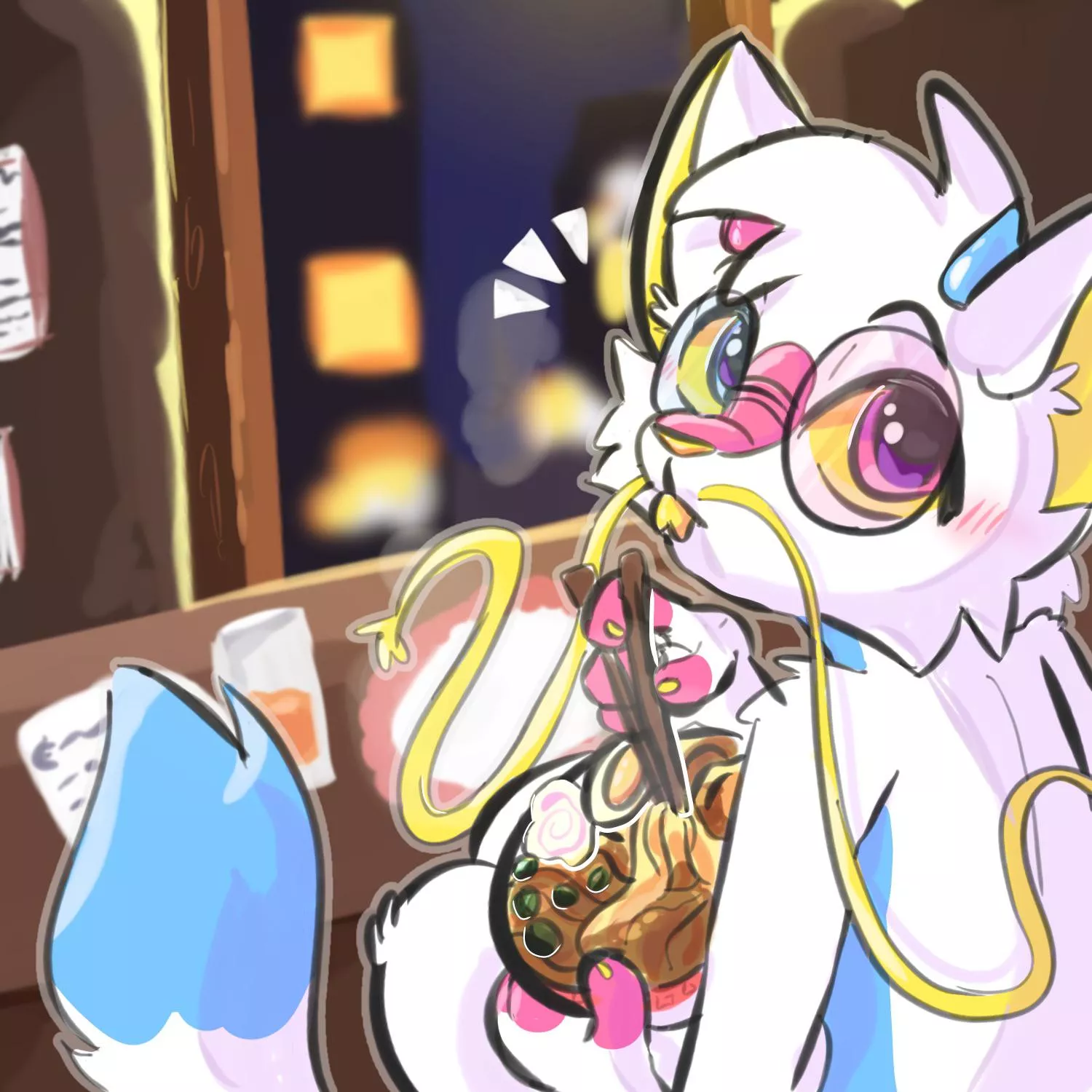 A kitty enjoying some ramen!