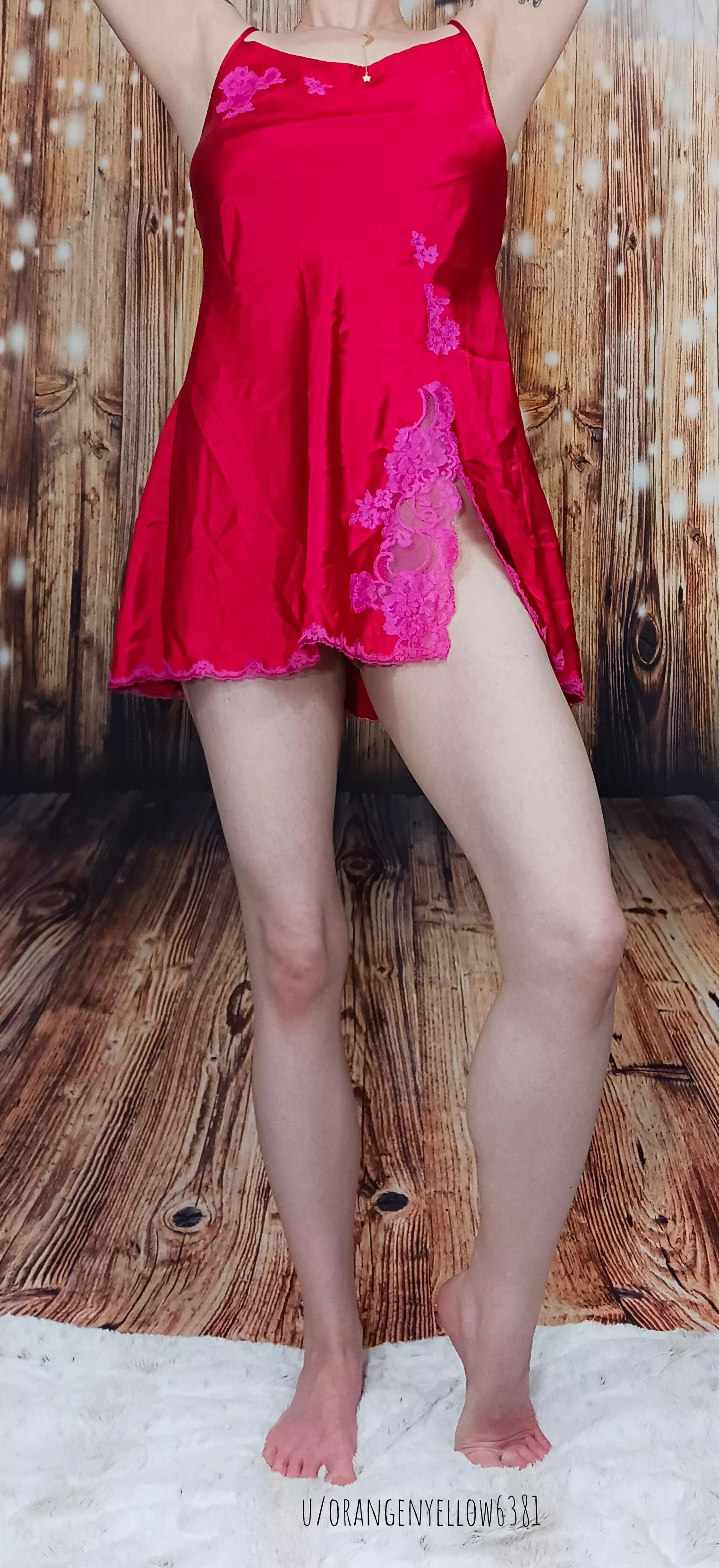 Beautiful silky satin red chemise.