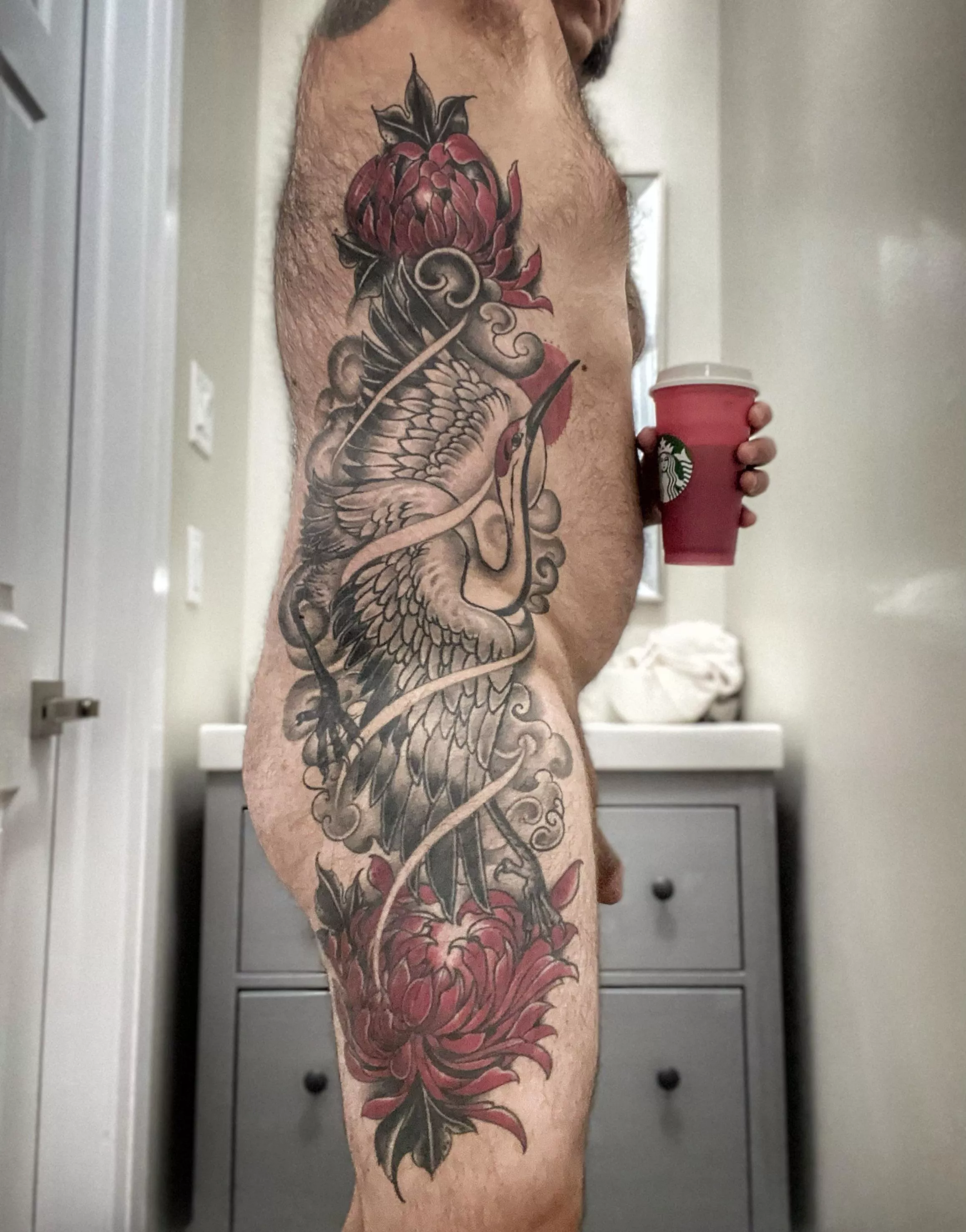 For the tattoo lovers: some of my coverage most people donâ€™t see IRLâ€¦. For the cock and coffee lovers: I spy with my little eyeâ€¦