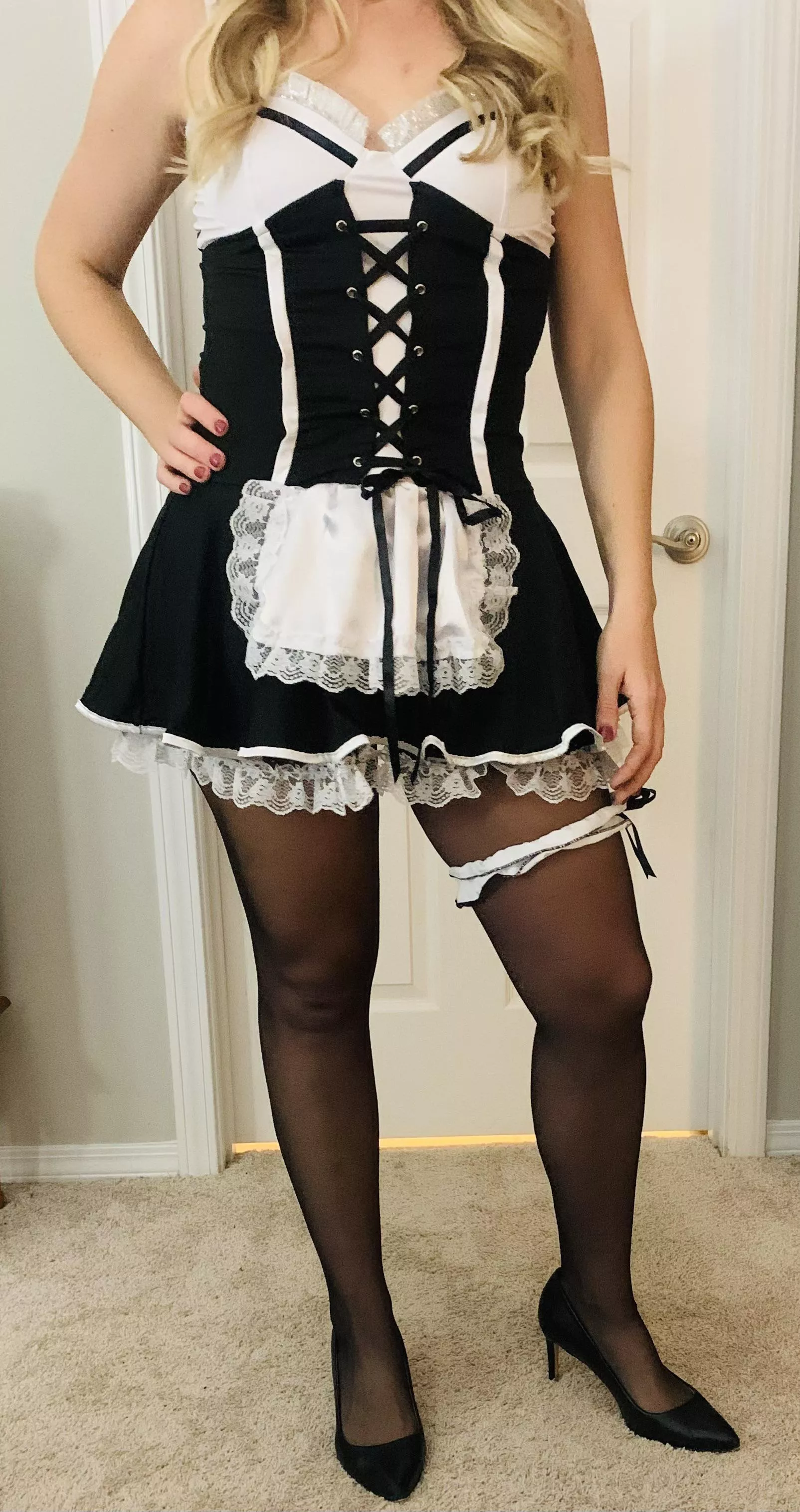 Wi[f]e trying out the Maid outfit