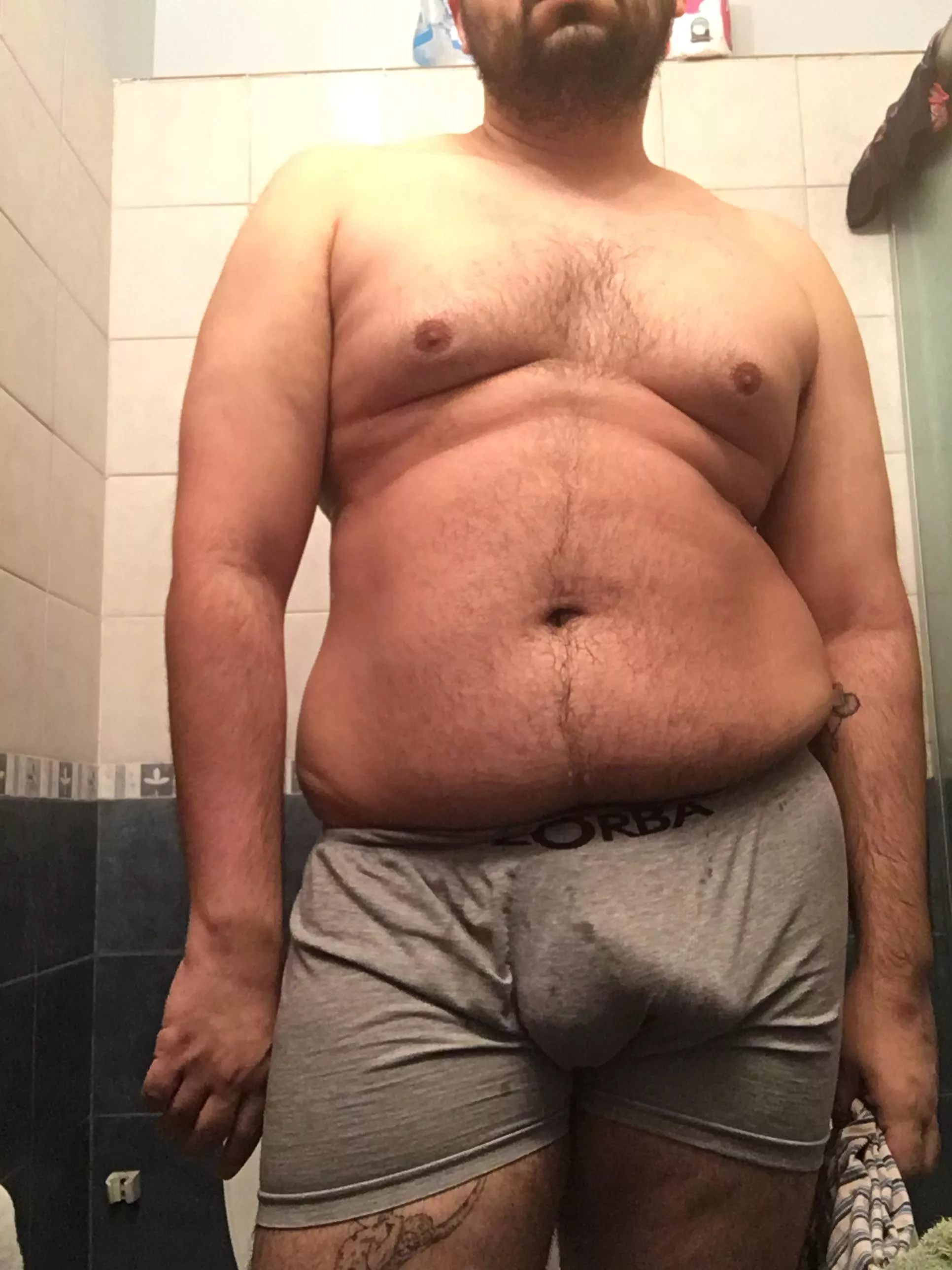 after shower bulge