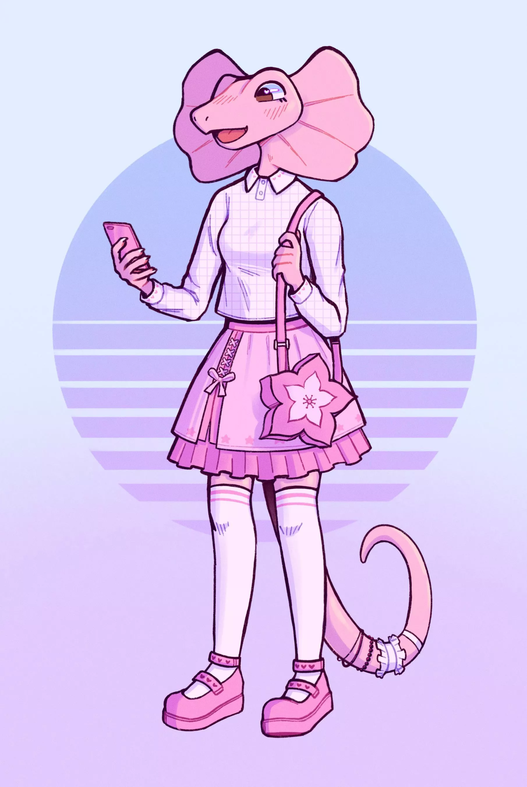 Frilled lizard girl (art by me)