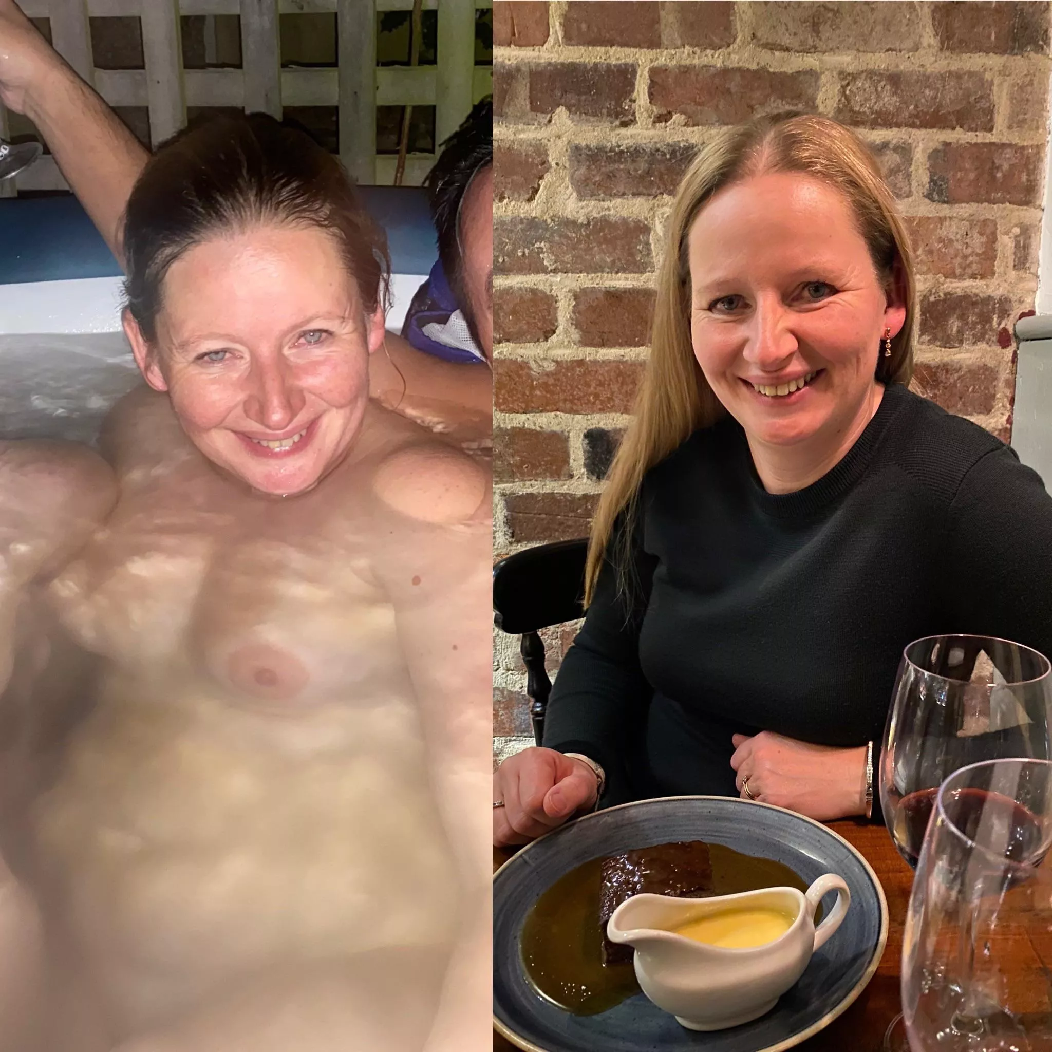 Happy in a hot tub. Uk milf