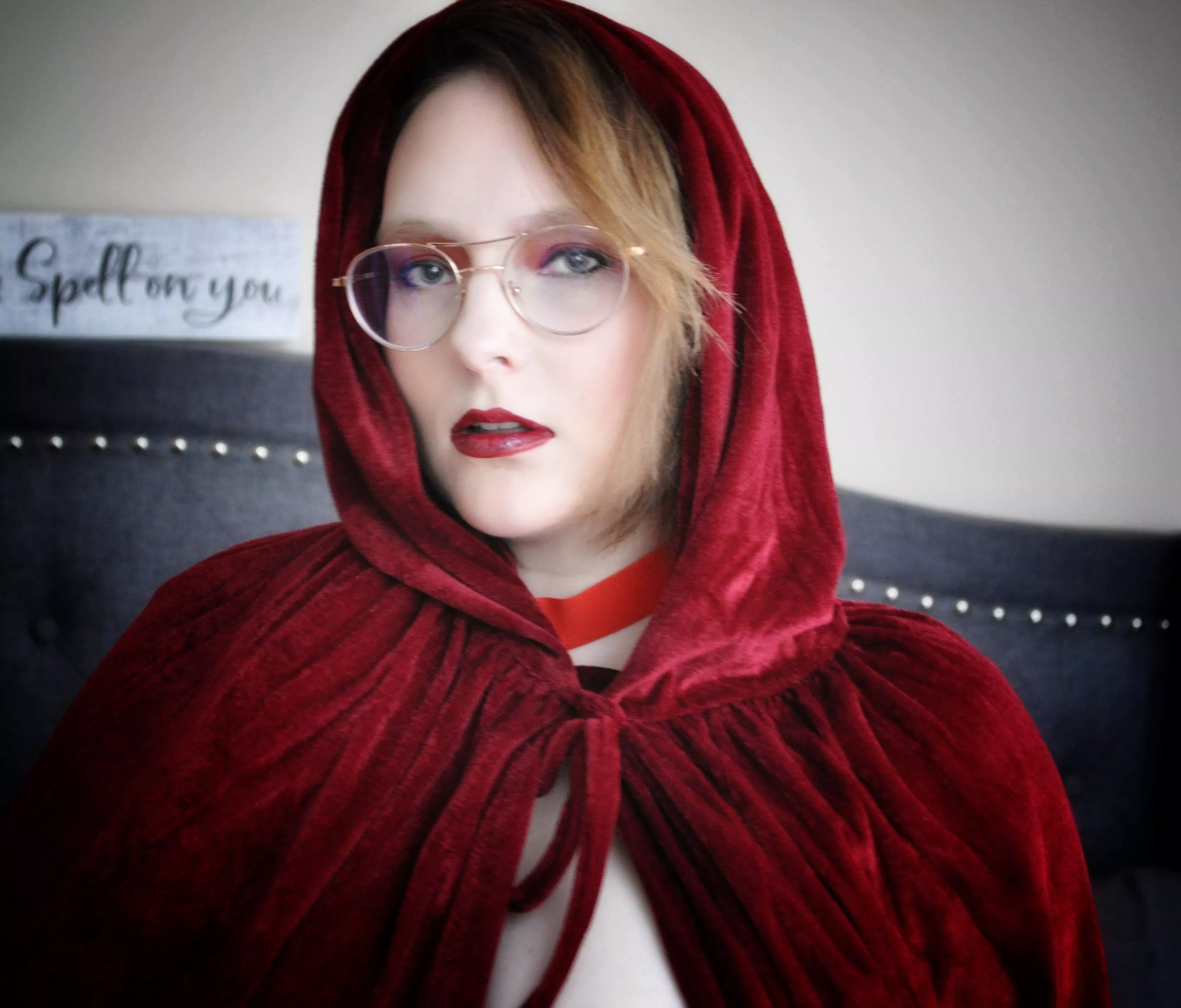 I gave little red riding hood glasses