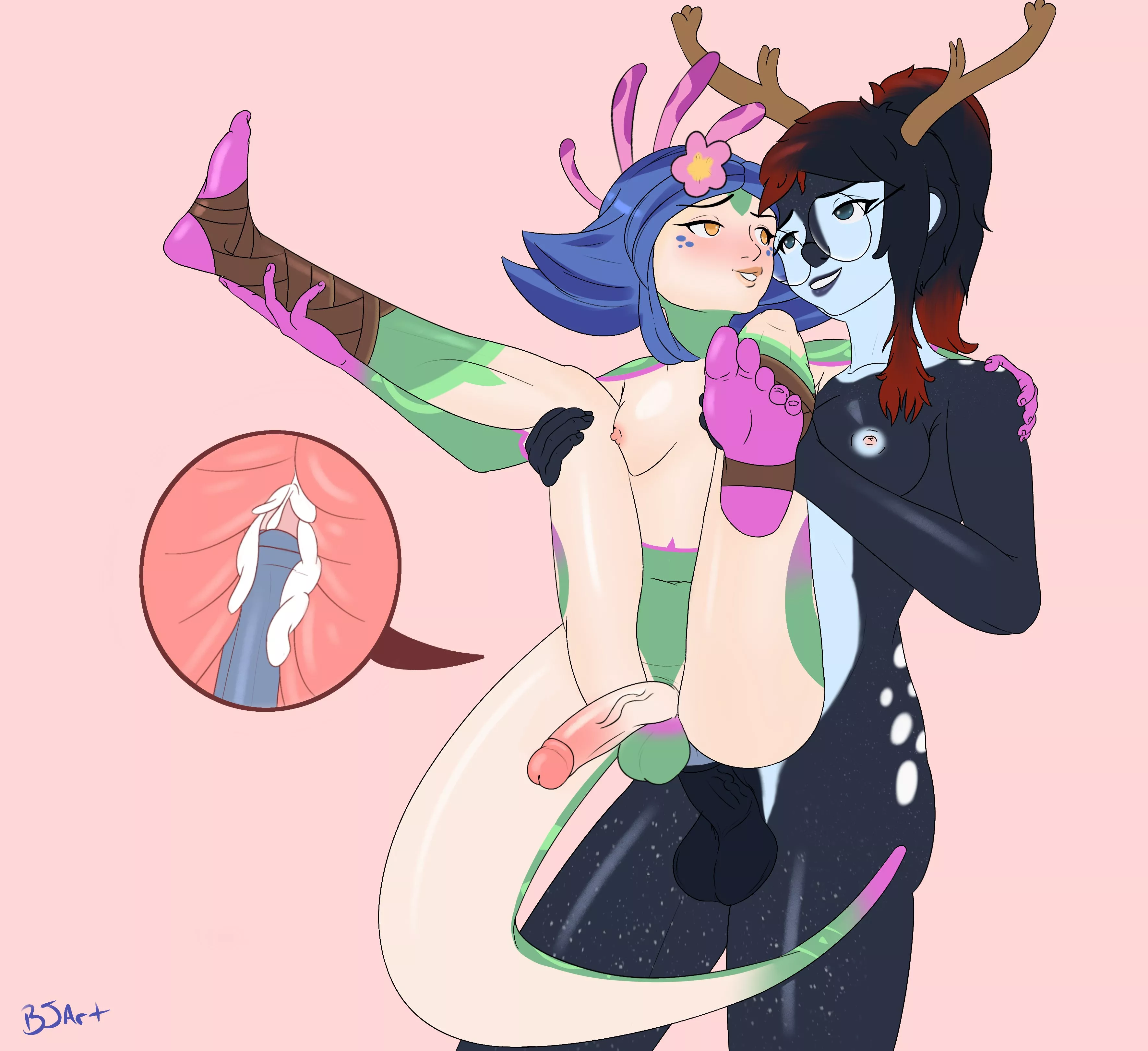 My OC Jess with Neeko from LoL (art by Me)