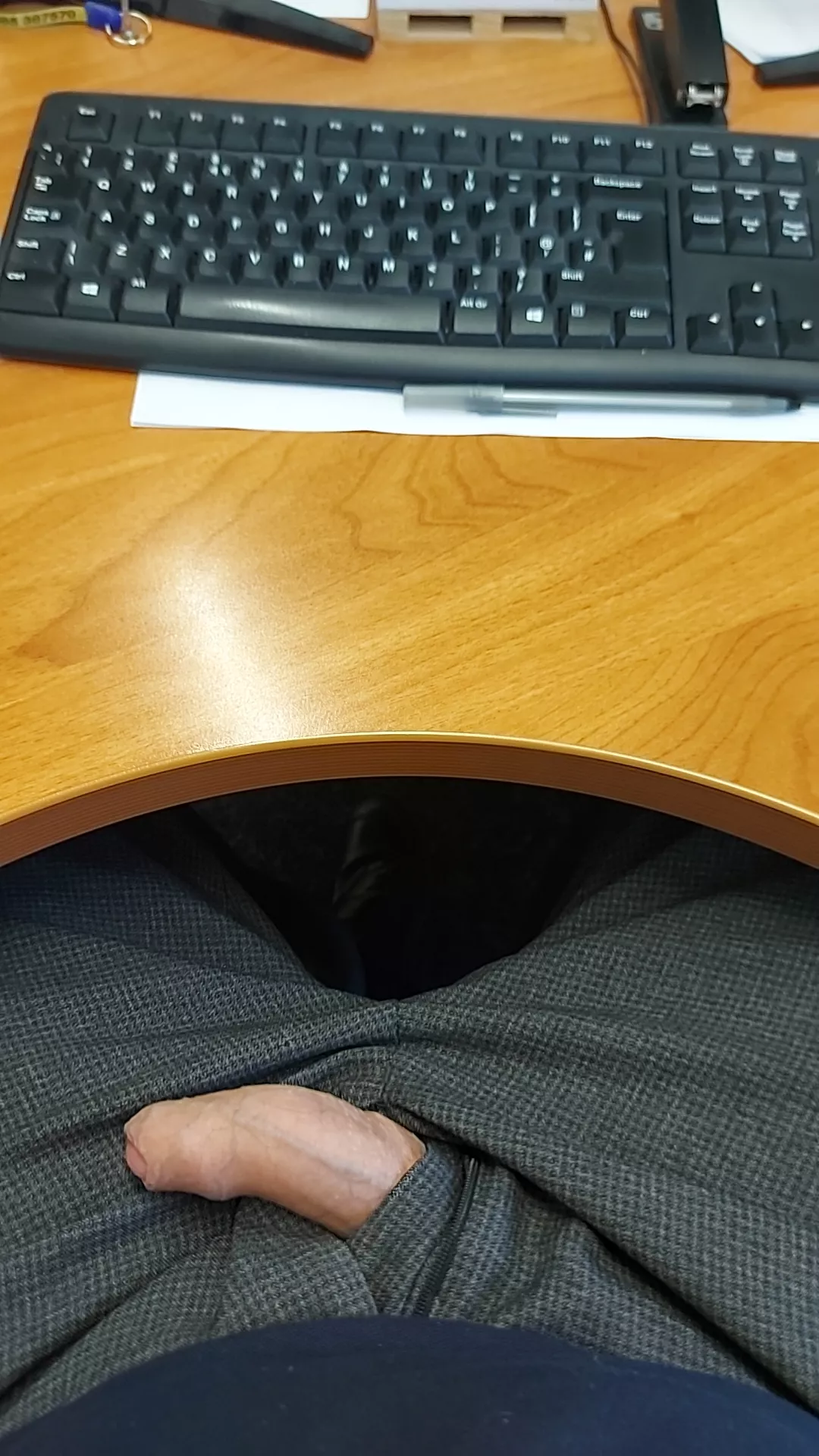 my soft cock at my desk