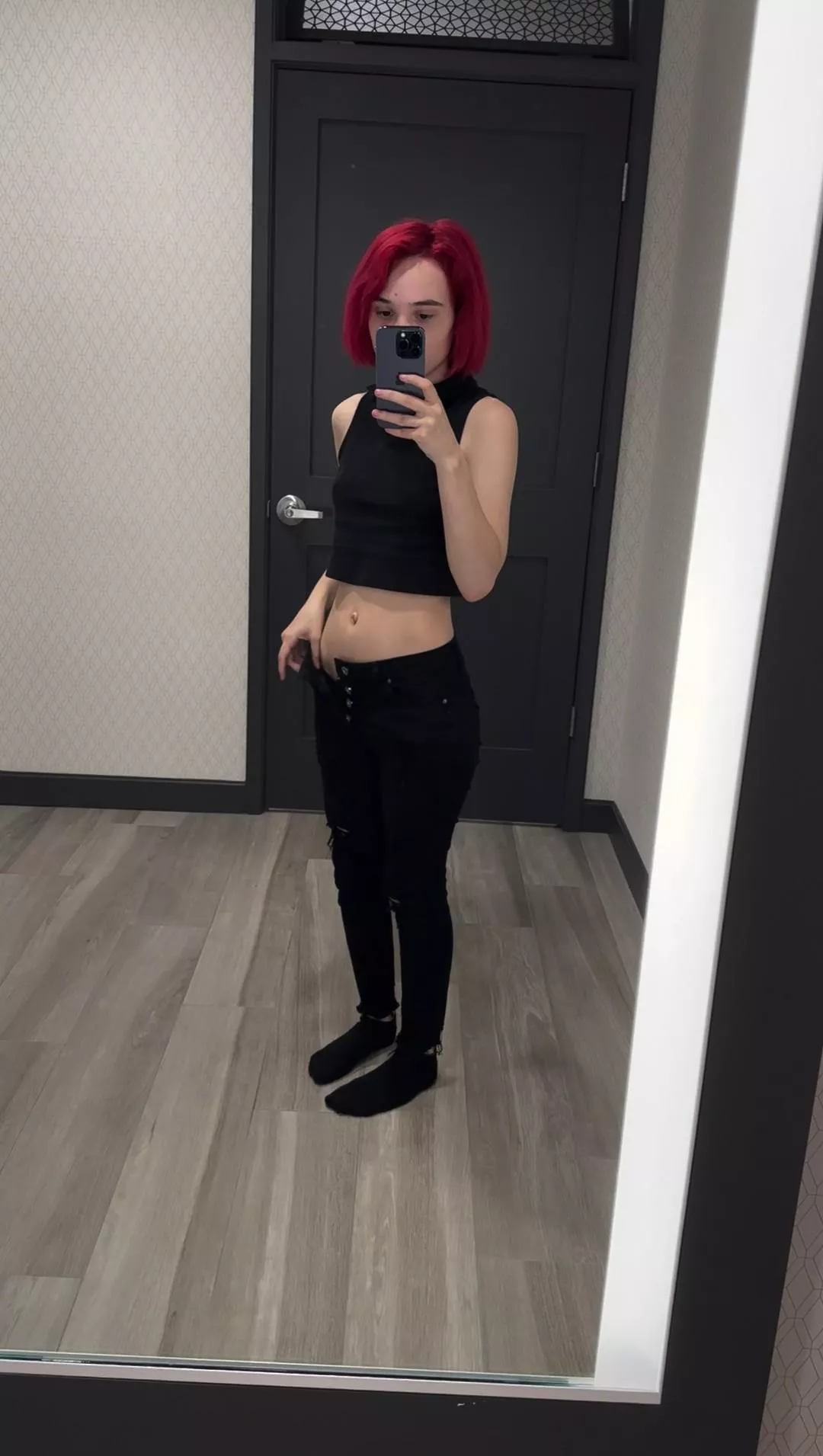 croptop in a changing room