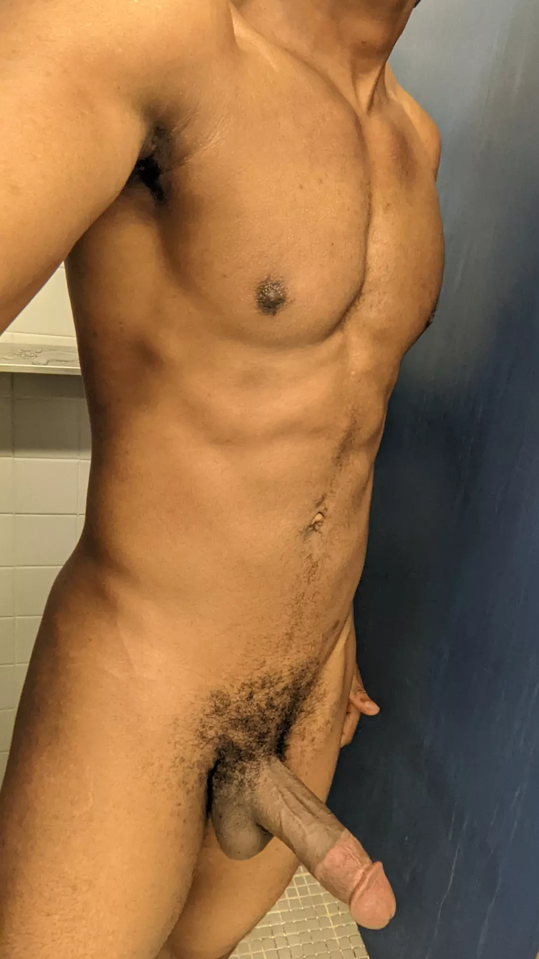 It always gets hard in the gym showers