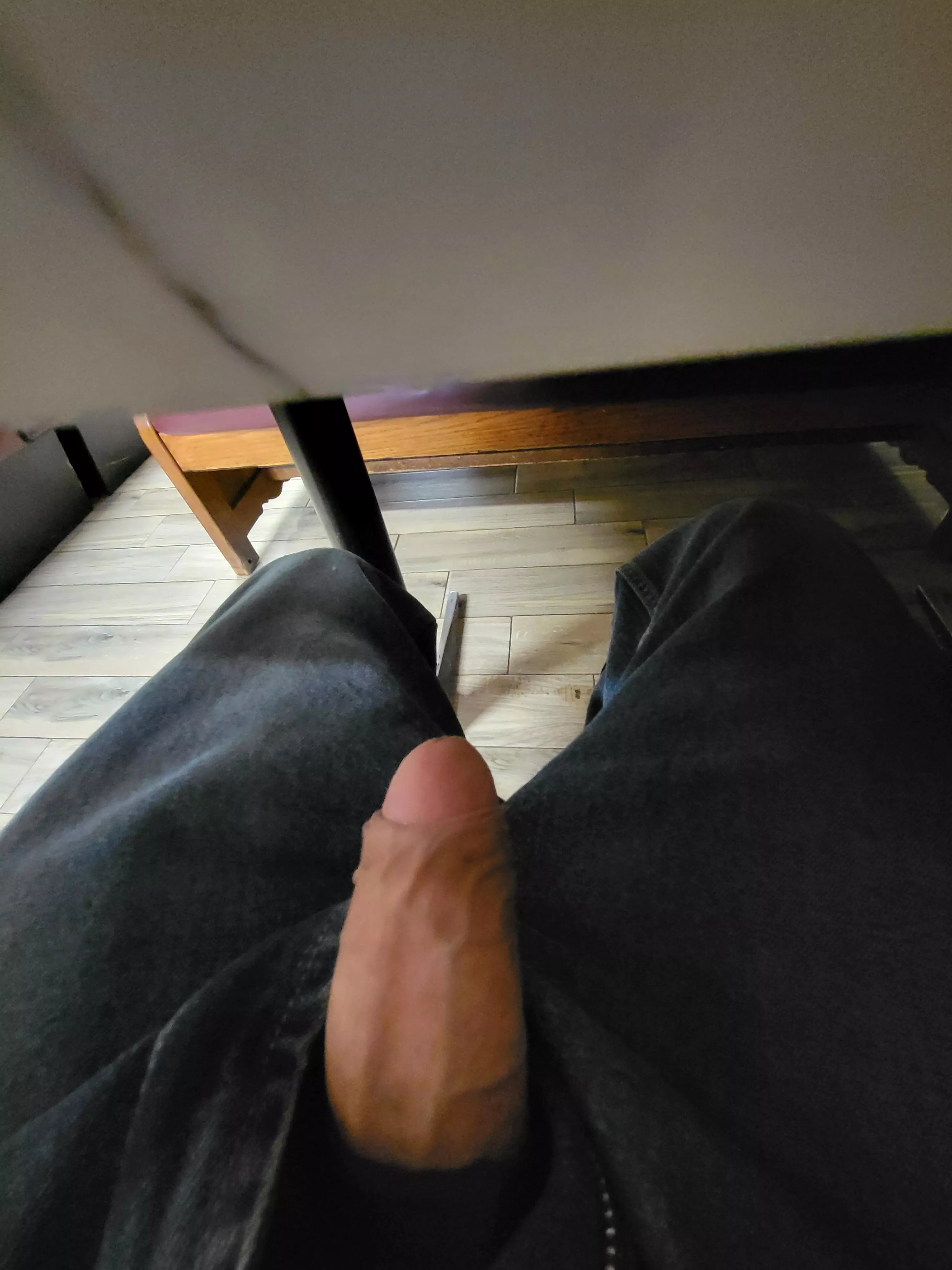 would wake my cock up under a restaurant table?