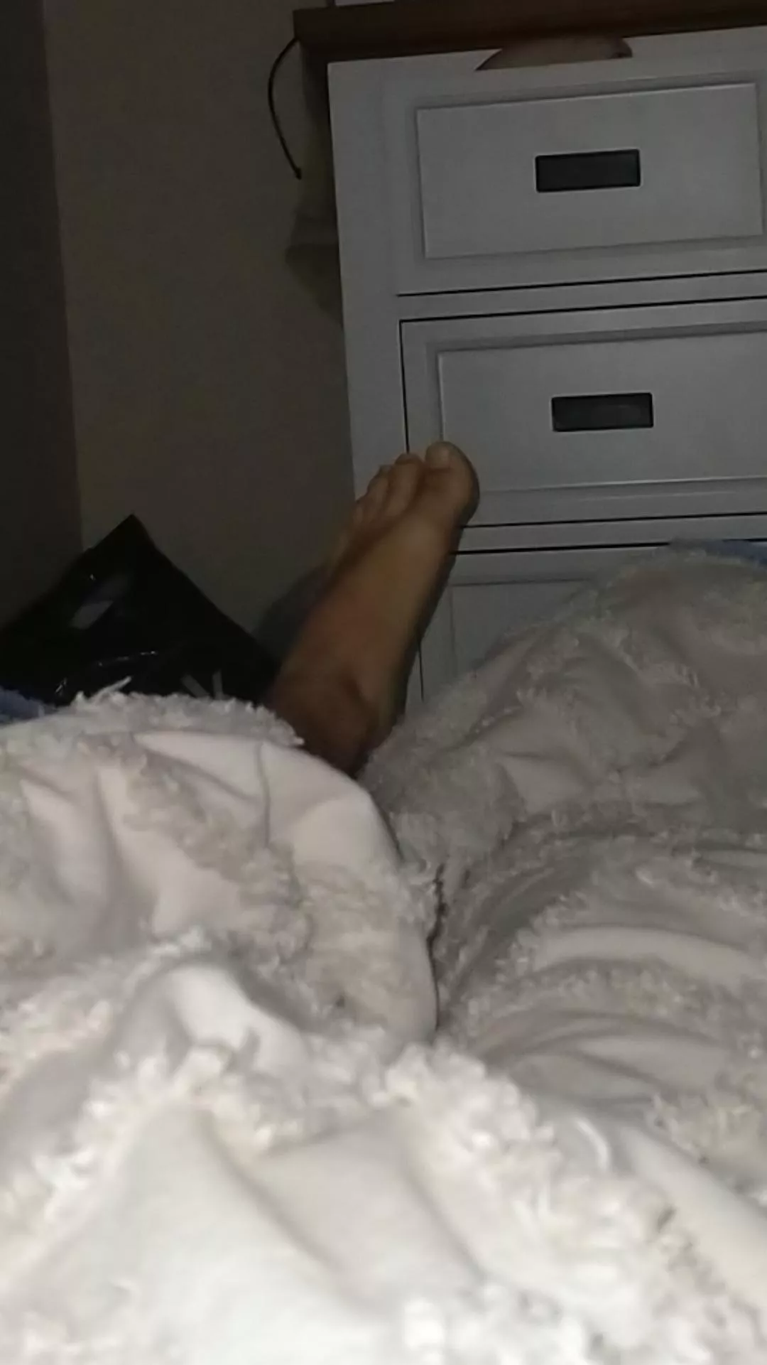 Anyone else sleep with one foot out of the bed hoping it gets played with ðŸ˜´