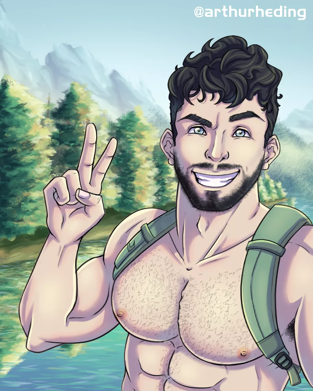 I'm still trying to draw/paint beards and body hair properly, but I was happy with how this himbo turned out and I hope some of you here will like him too :D