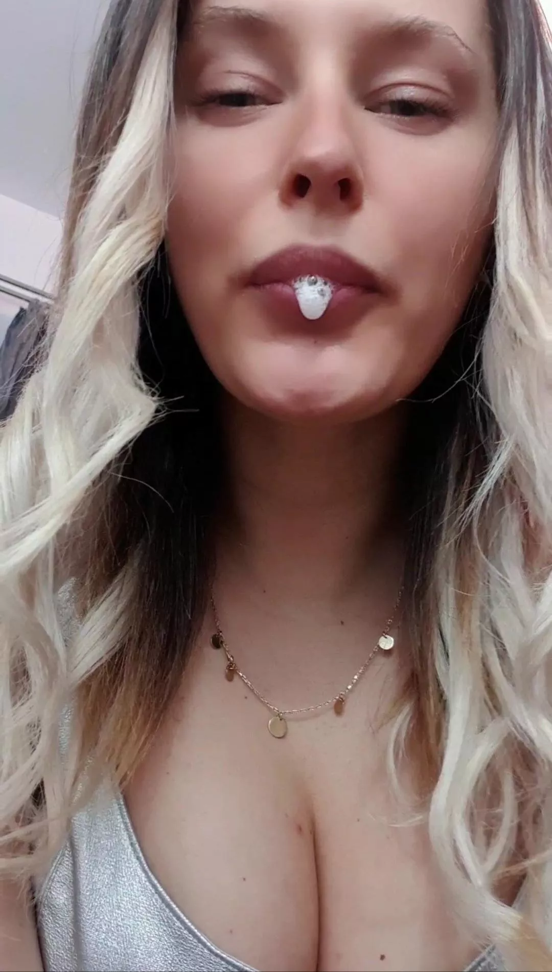 put your face between my tits and open your mouth, I'm going to feed you