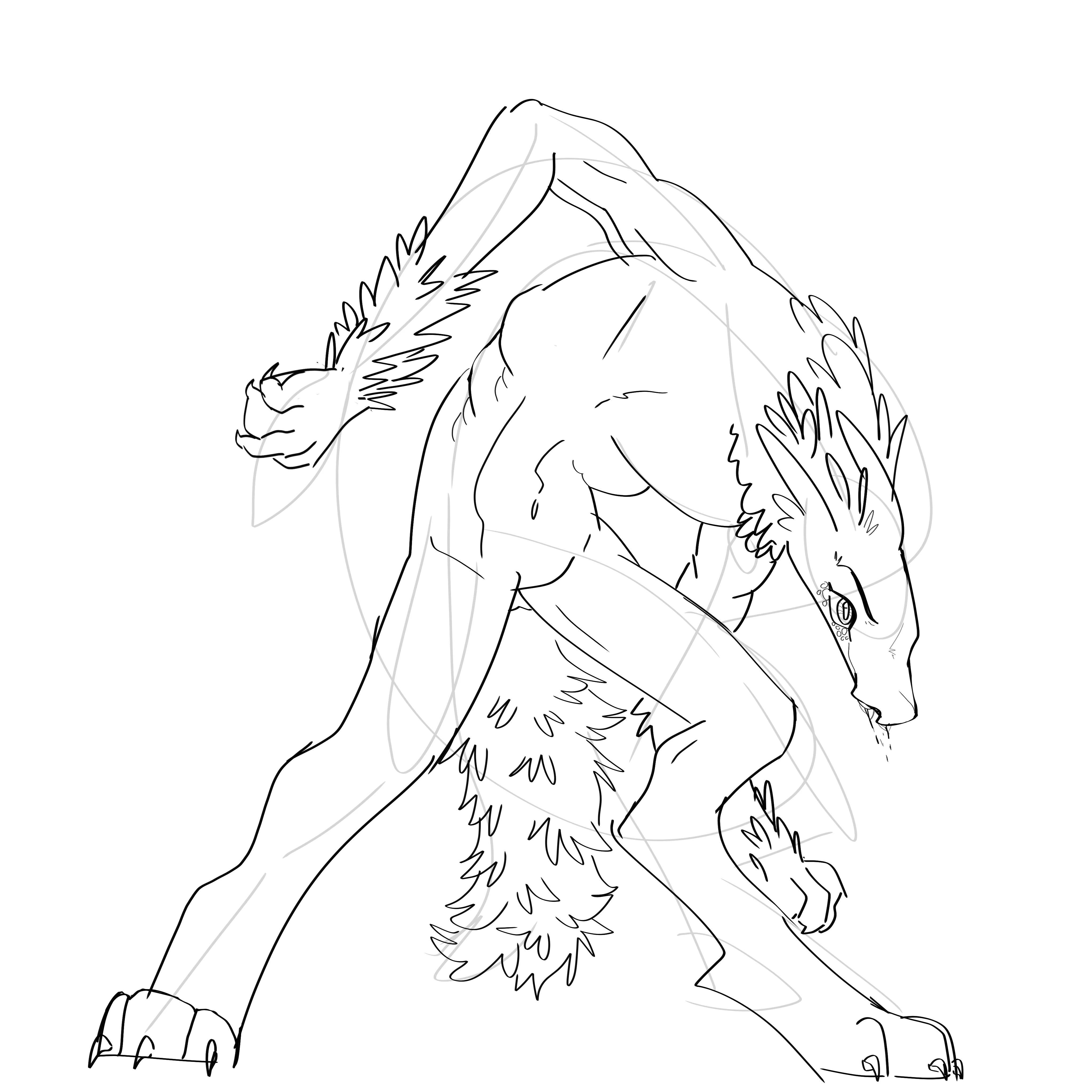 Dragon werewolf wip! Art by me