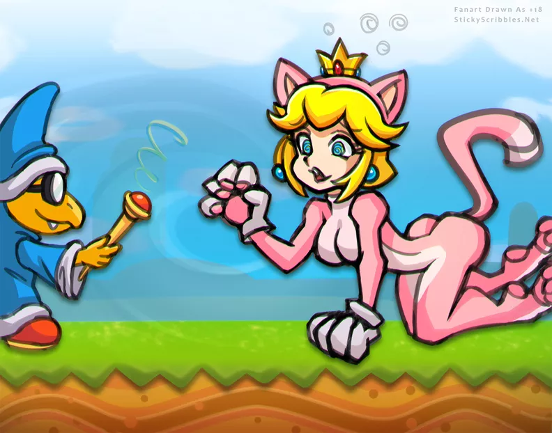 Hypnotized Cat Peach [ StickyScribbles ] ( Mario )