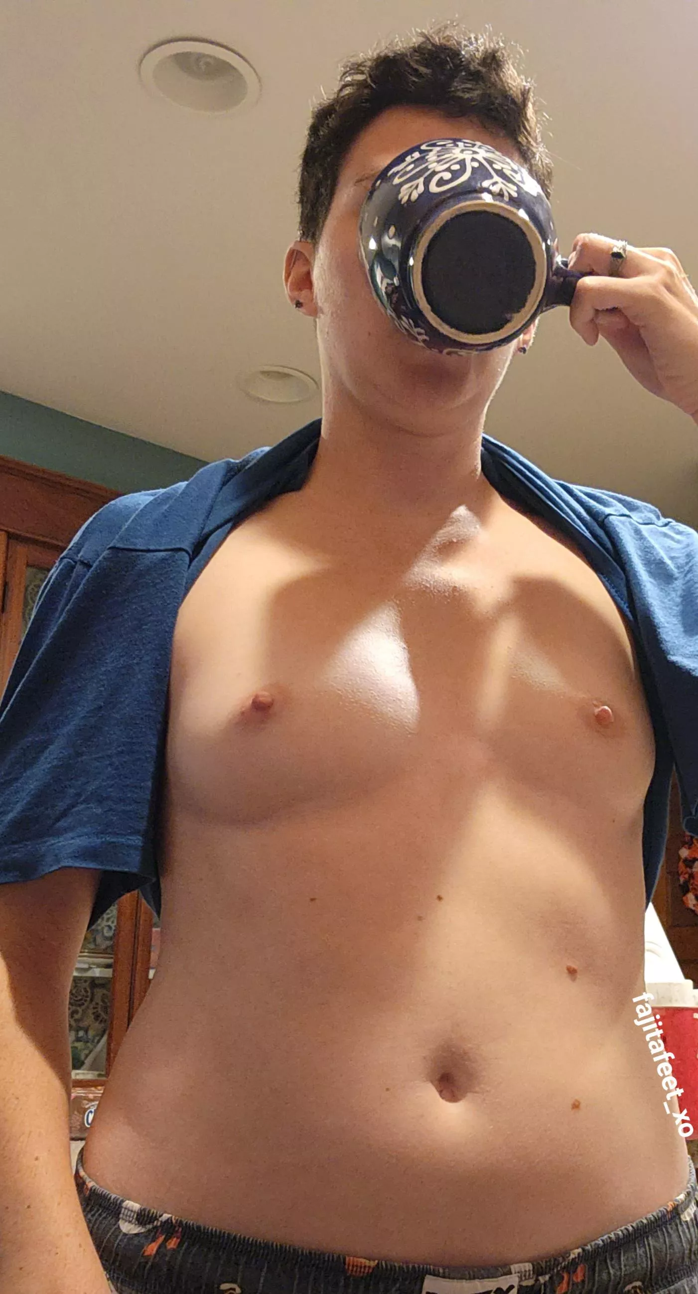 I sip my coffee, you lick my nipples, deal?