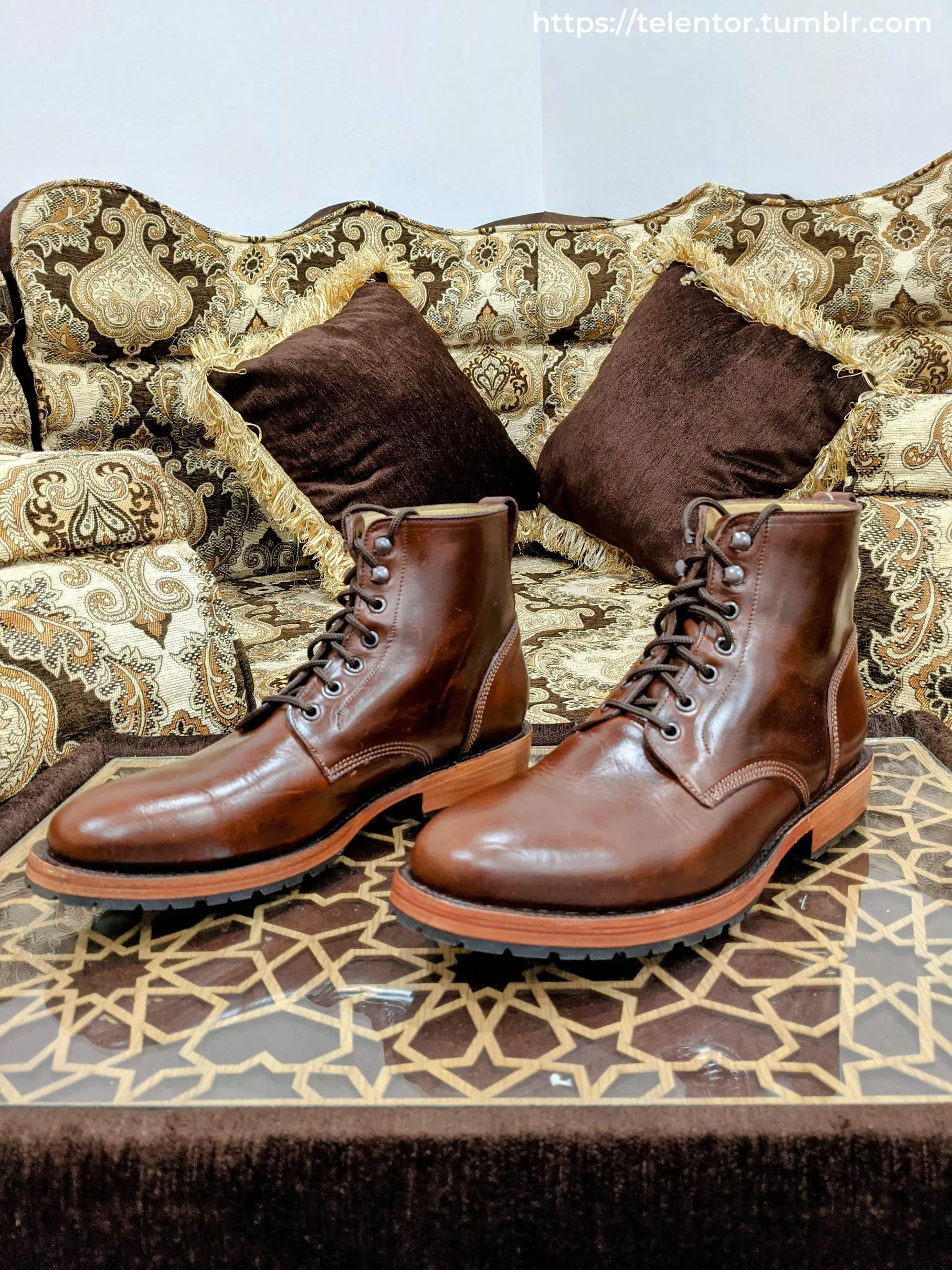 John Doe Shoes 420 boots in Tan Horsehide Chromexcel with a commando sole. ↓↓↓