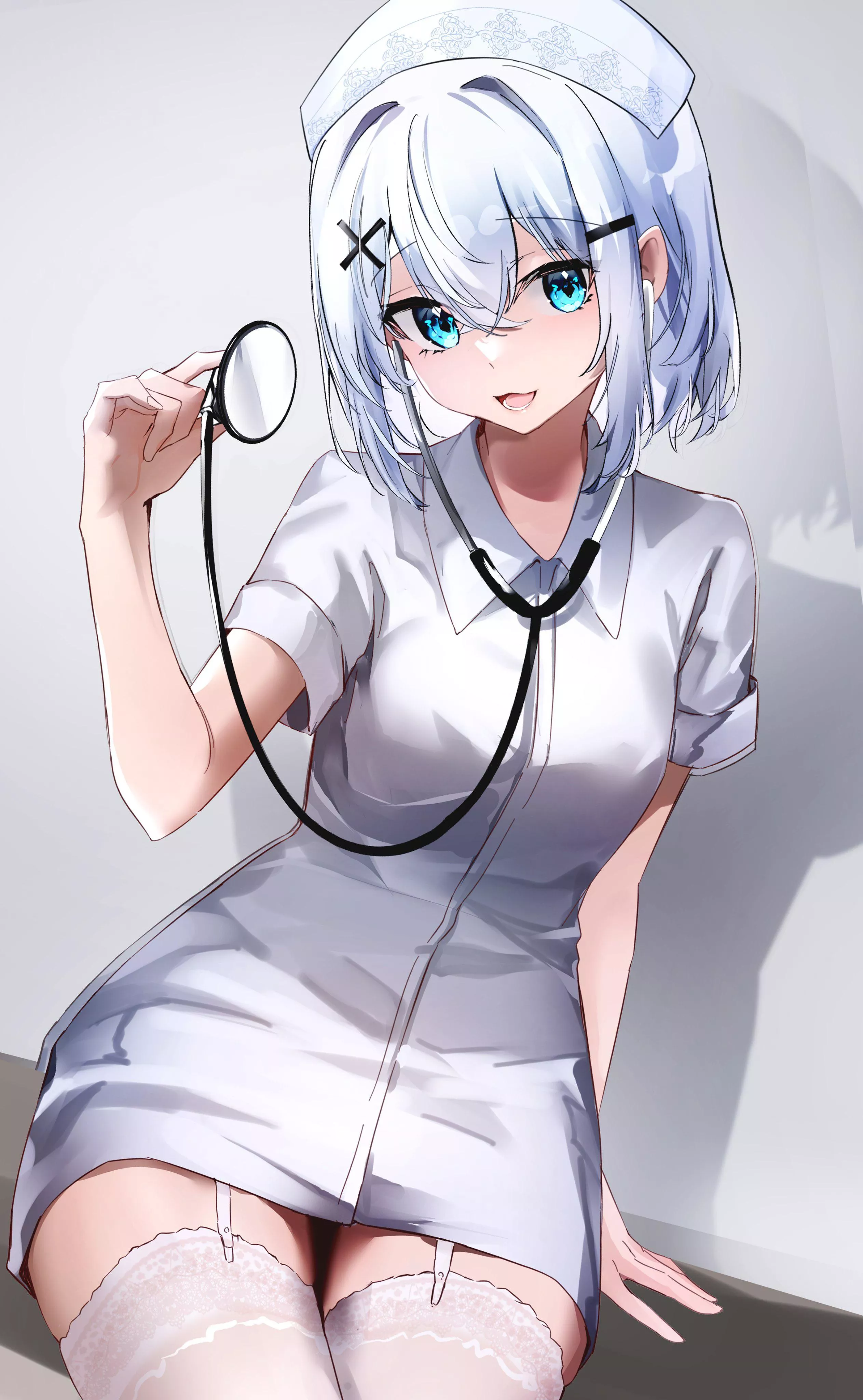 Nurse in garterbelt