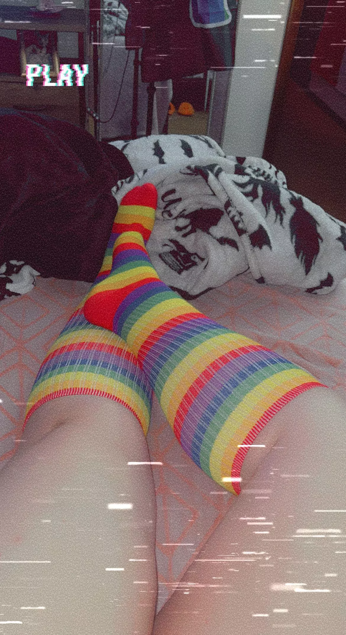 Thick thighs ðŸ˜ˆ and rainbow socks ðŸŒˆ