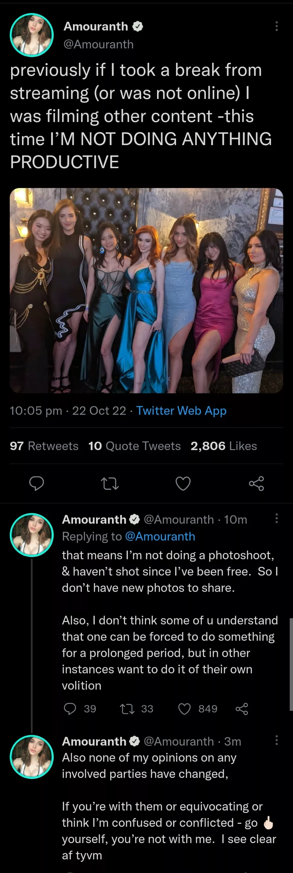 Amouranth Update On Twitter, with an answer for some critics