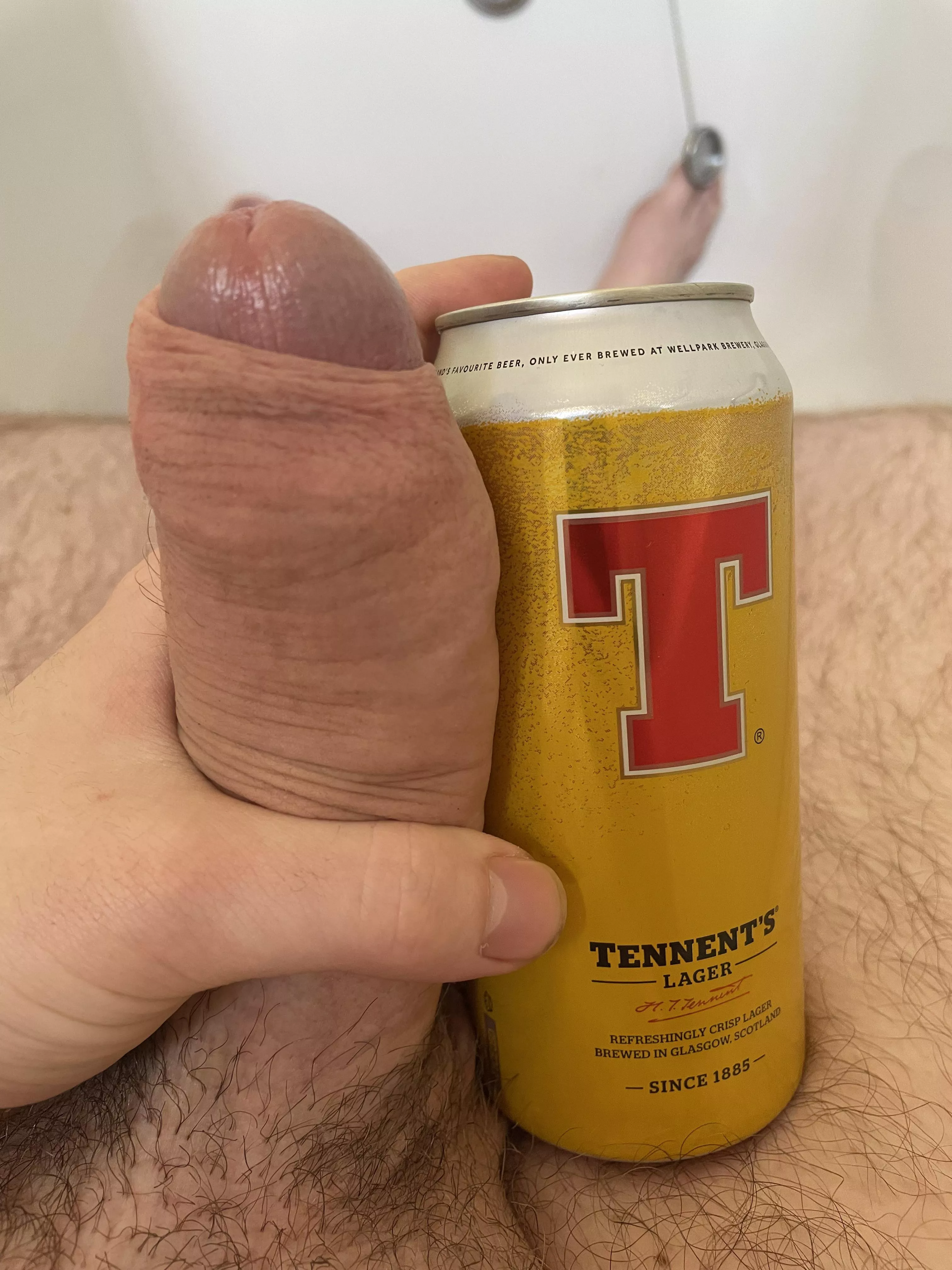 Longer and thicker than a pint can