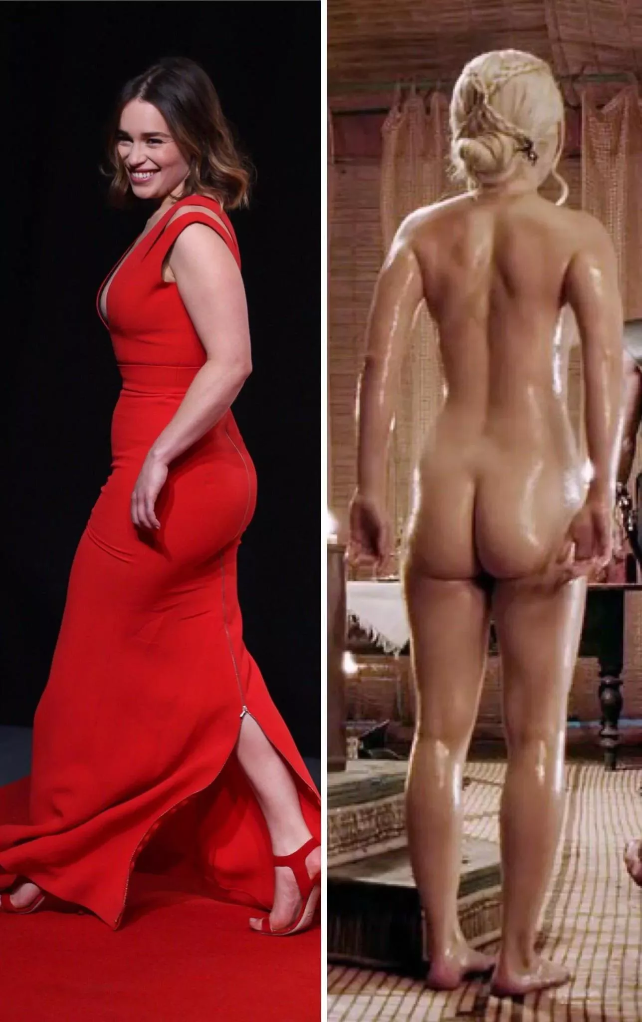 Emilia Clarke's fat round ass has me throbbing uncontrollably, make me goon for her