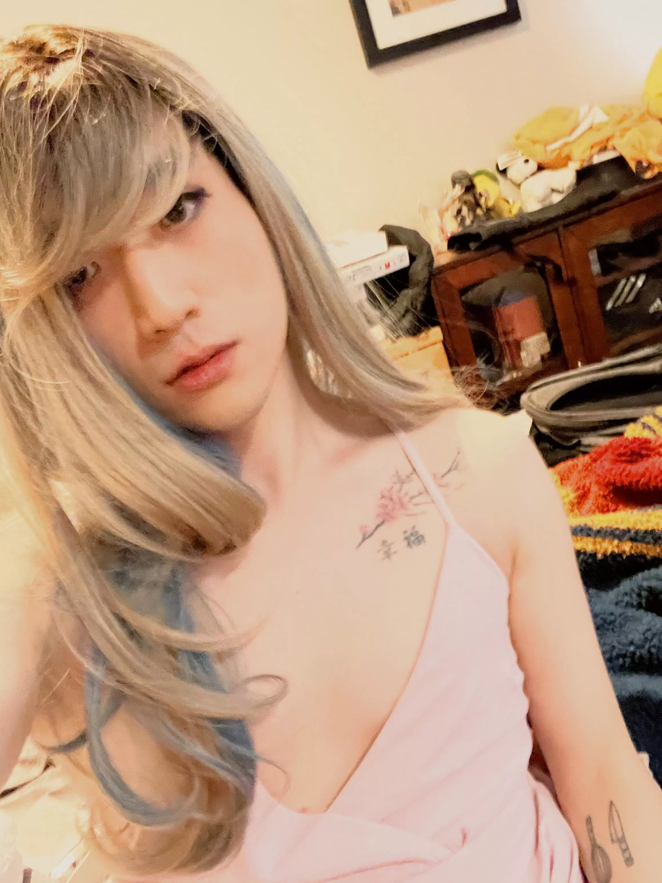 First time trying on a blonde wig