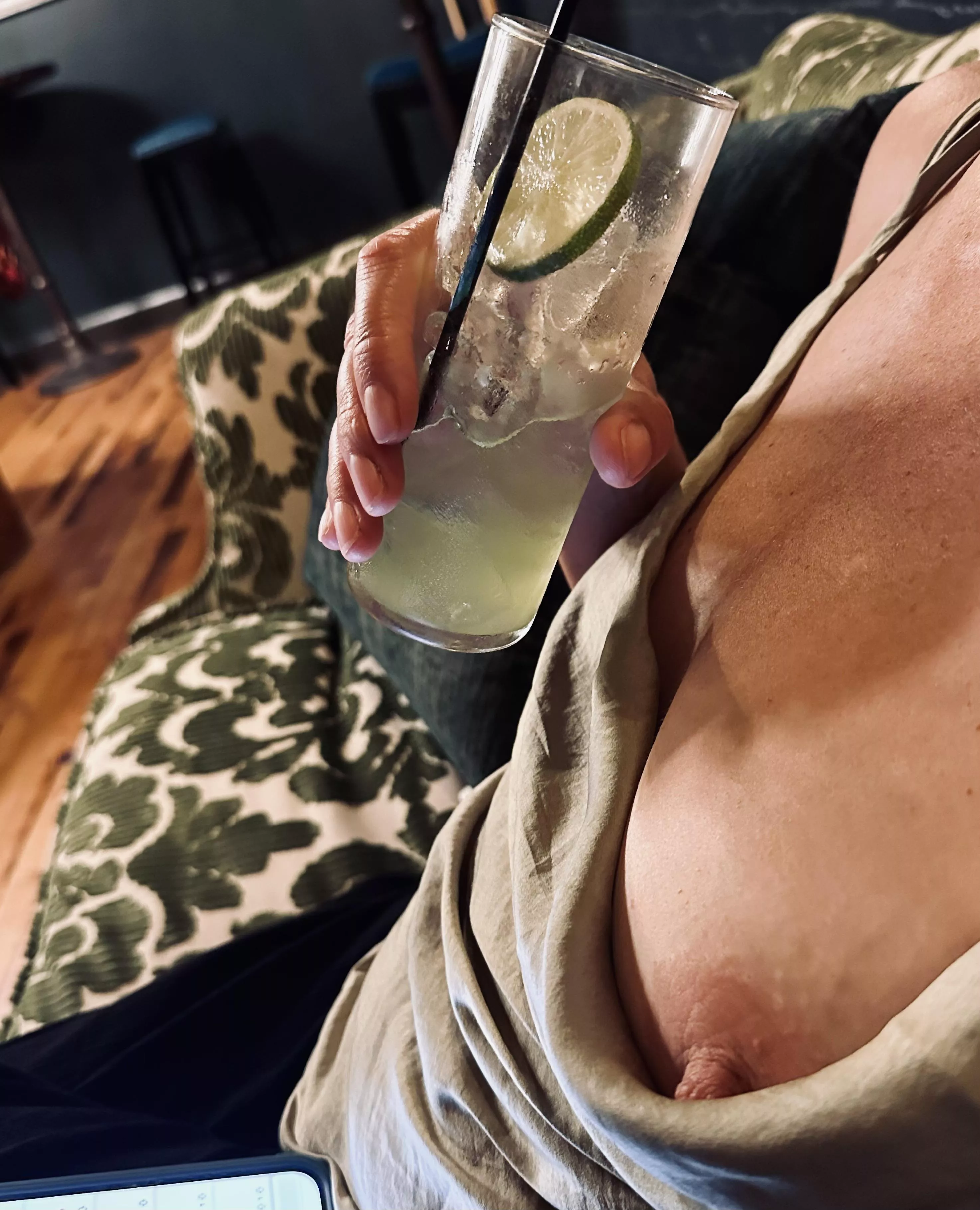 Oops a little bit of a nipple slip with my cocktail f(48)