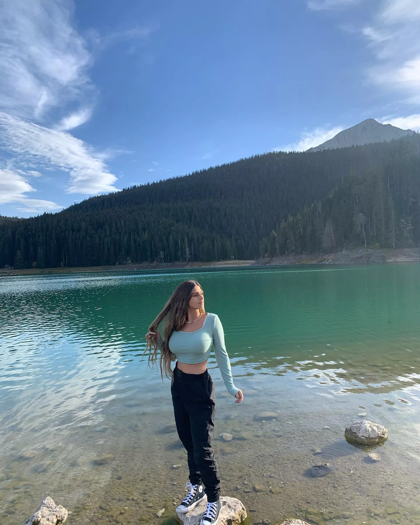 Busty by the lake