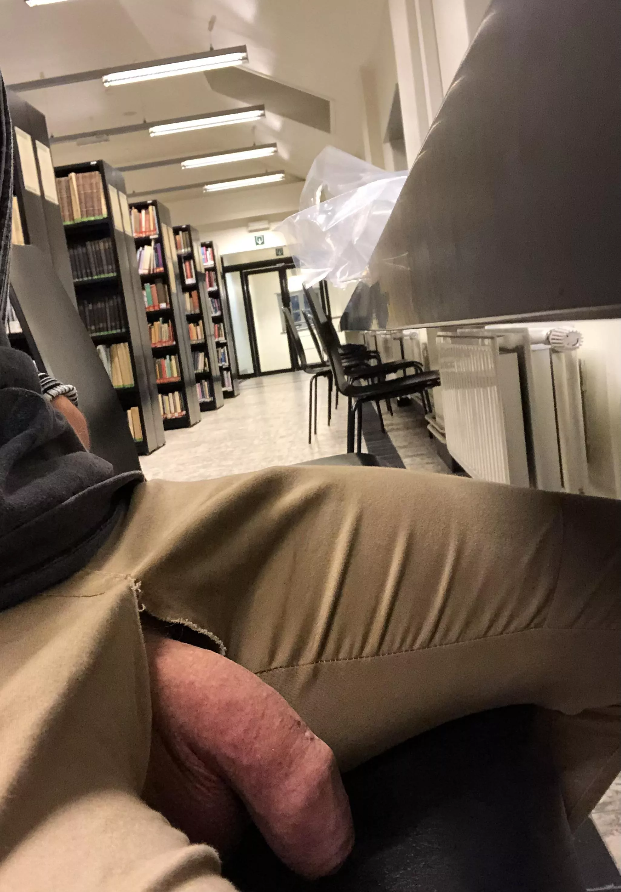 Letting it hang out in the library