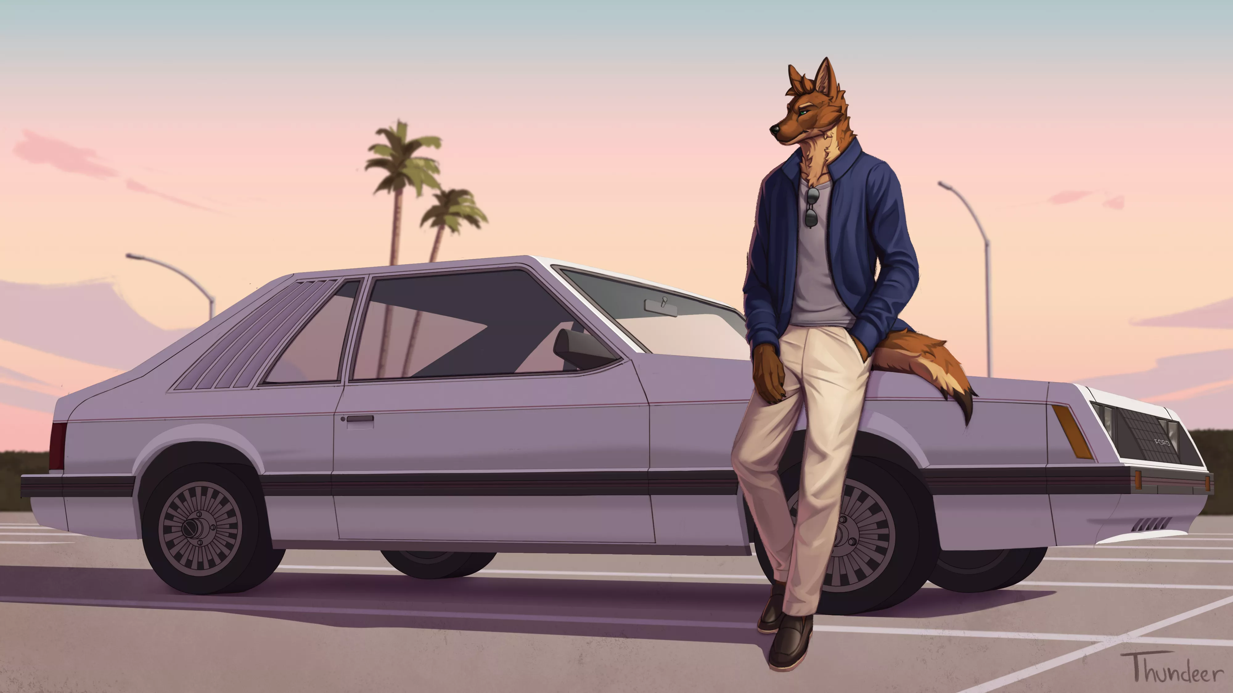 Sunset ride ðŸºðŸš— (Comission by me! @MediocreOs on Twitter)