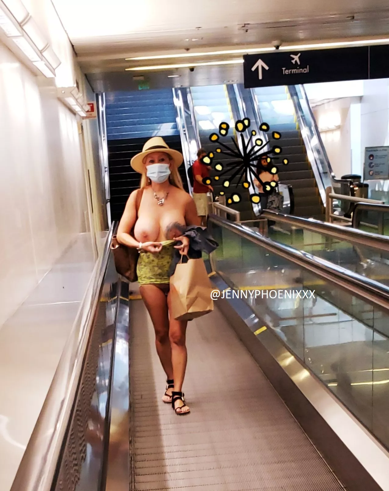 Flashing tits at the airport!