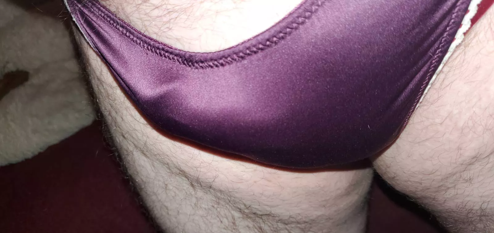 Purple satin thong