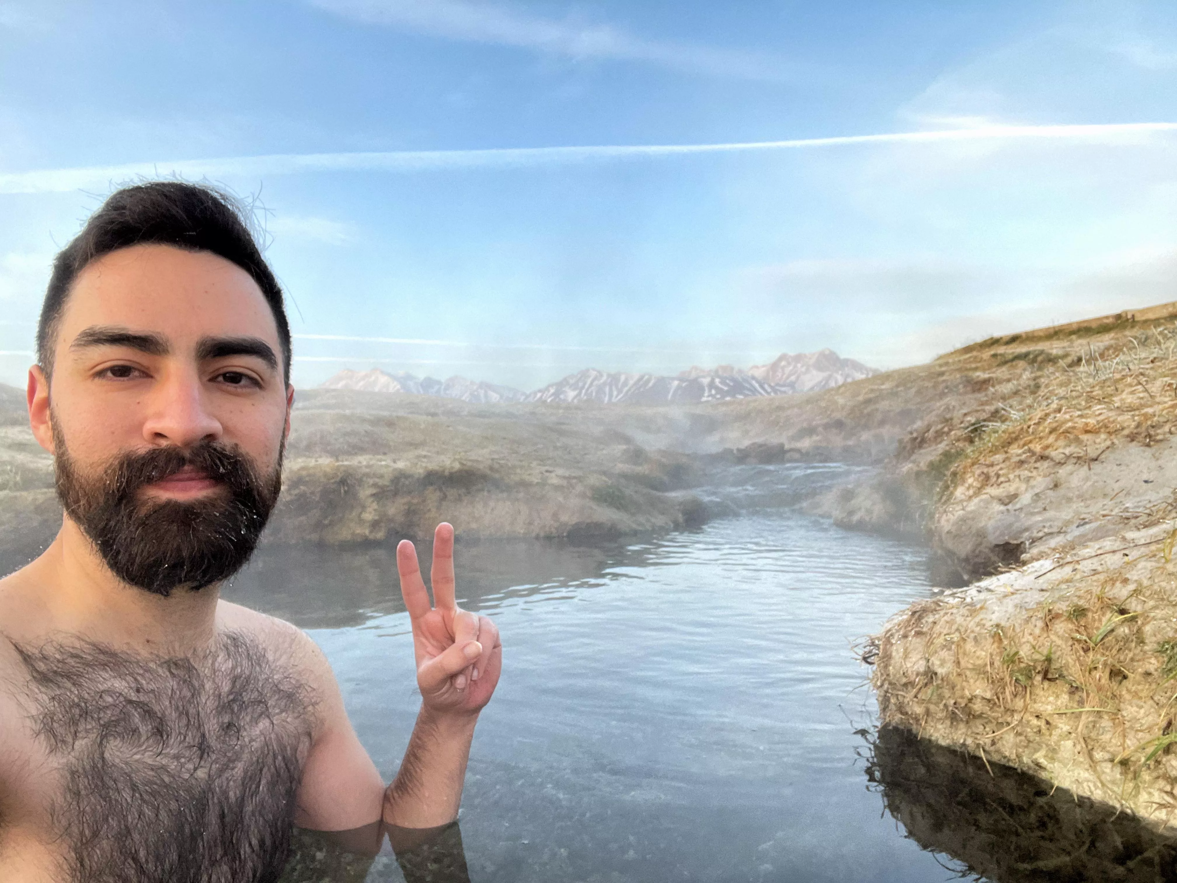 27Â°F that morning so I had the hot springs all to myself for the sunrise ðŸŒ…