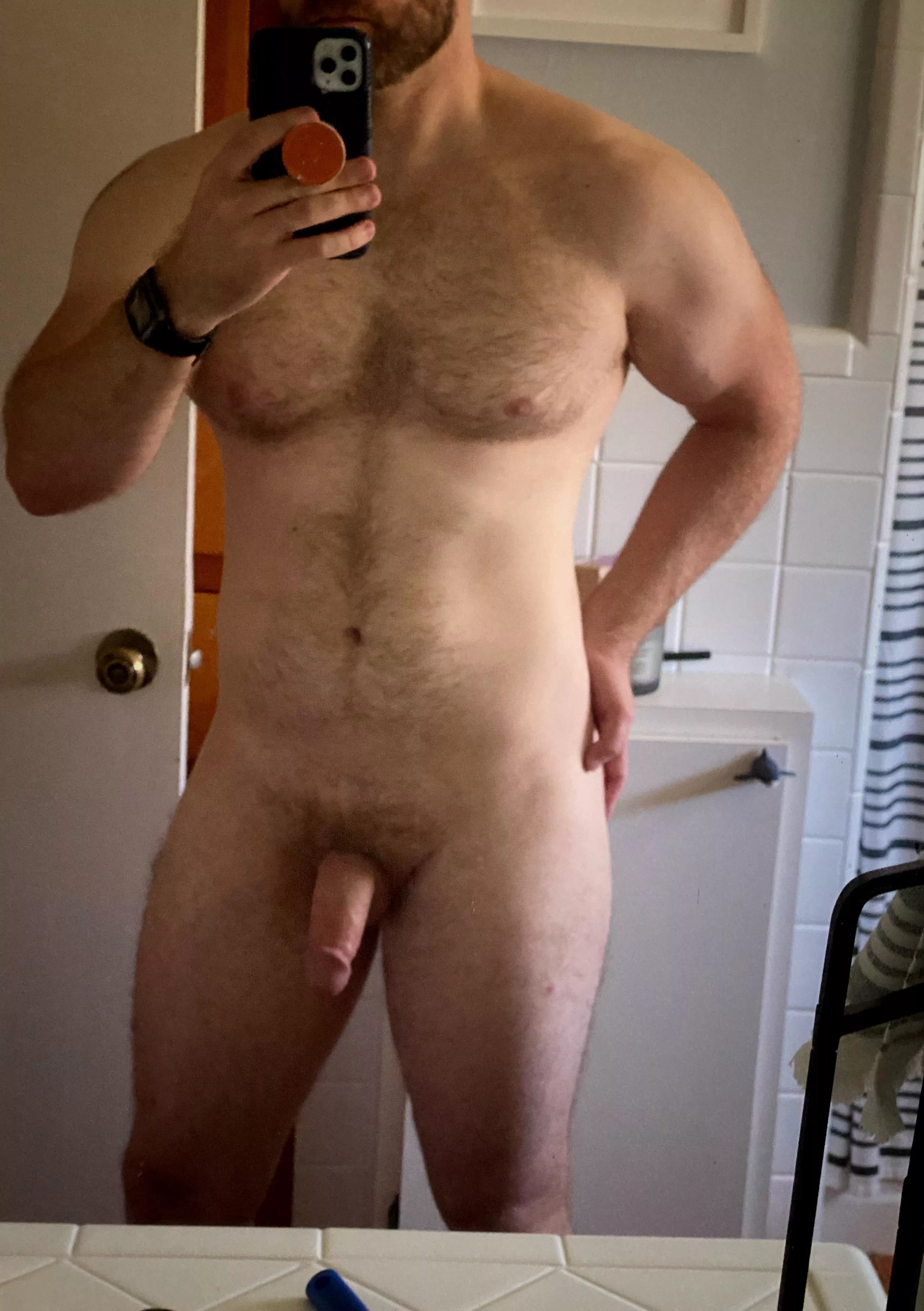 [38] No abs. Not the biggest cock. I workout but do enjoy pizza quite a bit. Hope everyone is having a good Tuesday