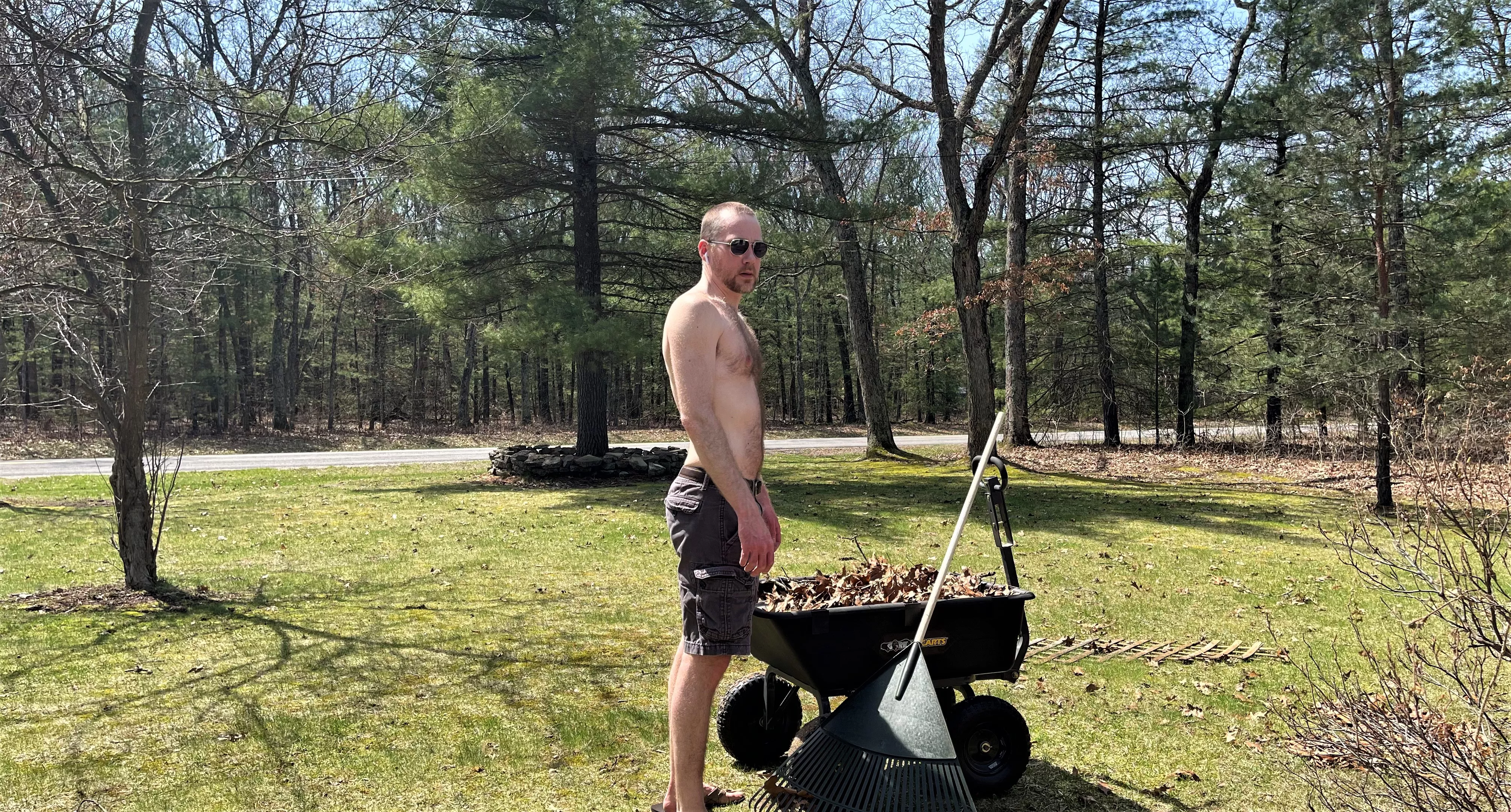 (41) Doing some yard work on a beautiful Saturday.