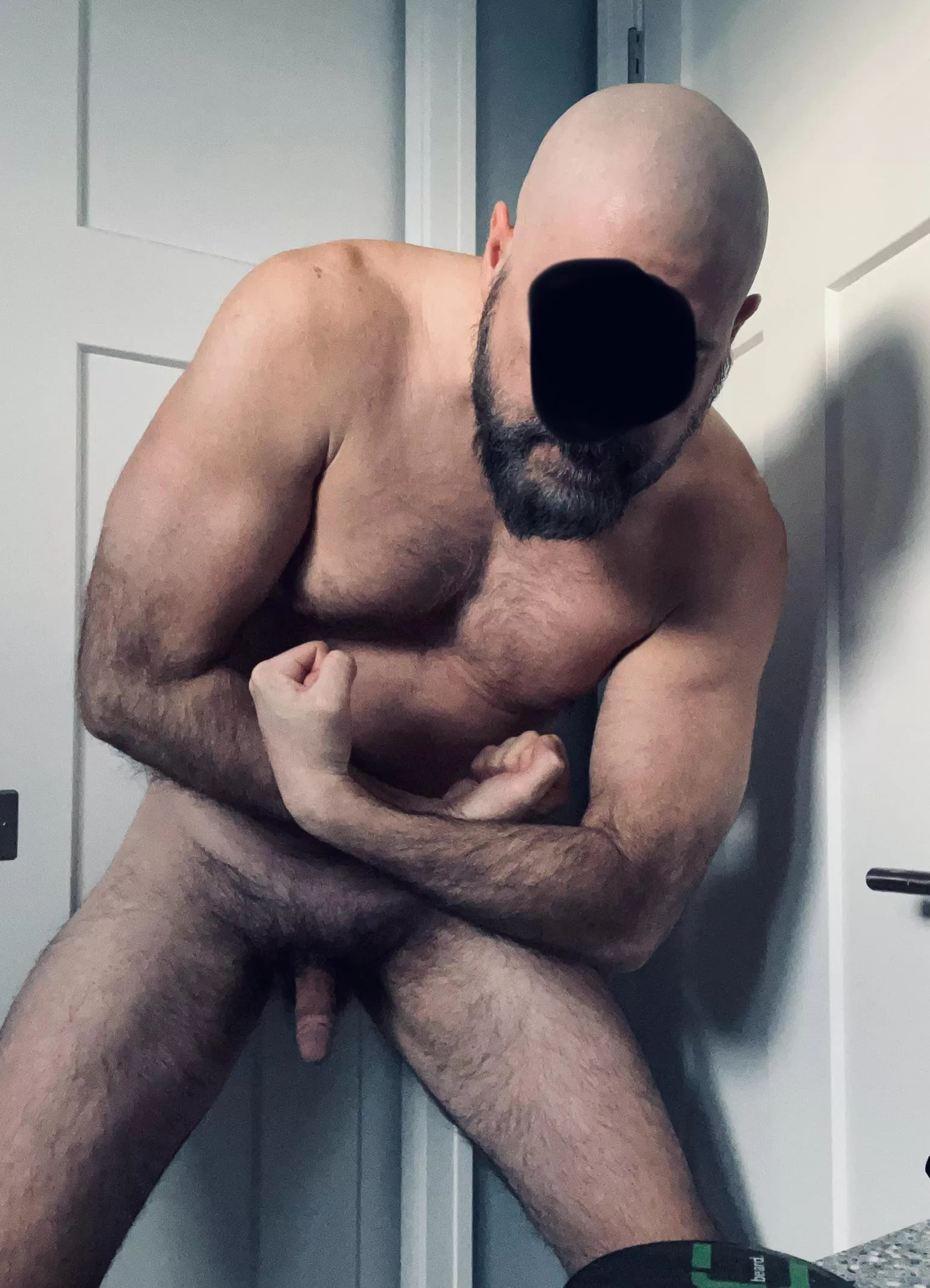 (50) bald with dad bod