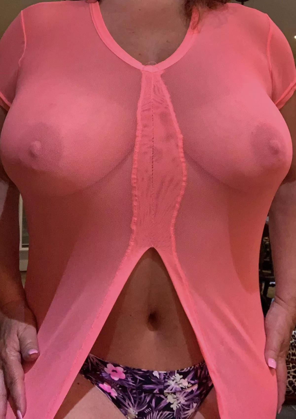 60(F)Oh I love my swimsuit coverupâ€¦.would look better on topless beach!